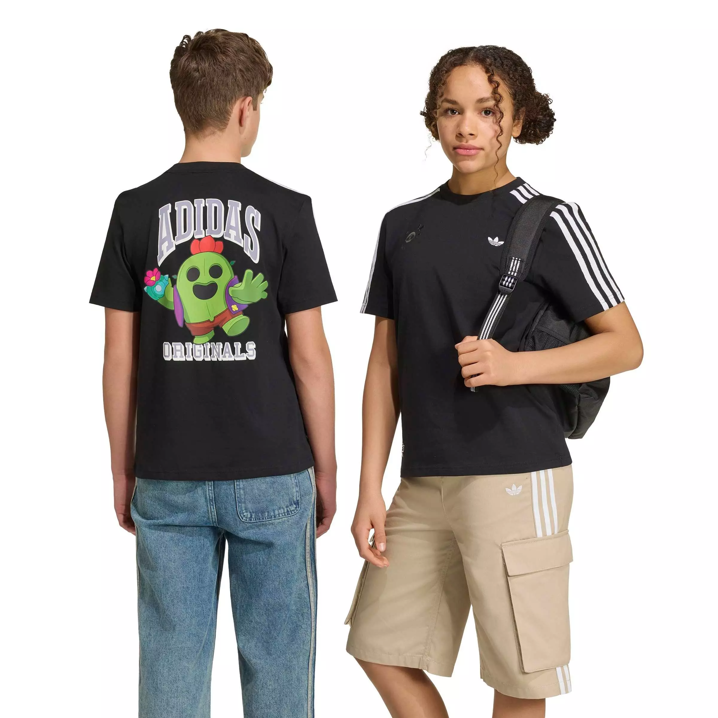 adidas Originals Big Boys' Graphic Loose Tee Shirt - Black - BLACK