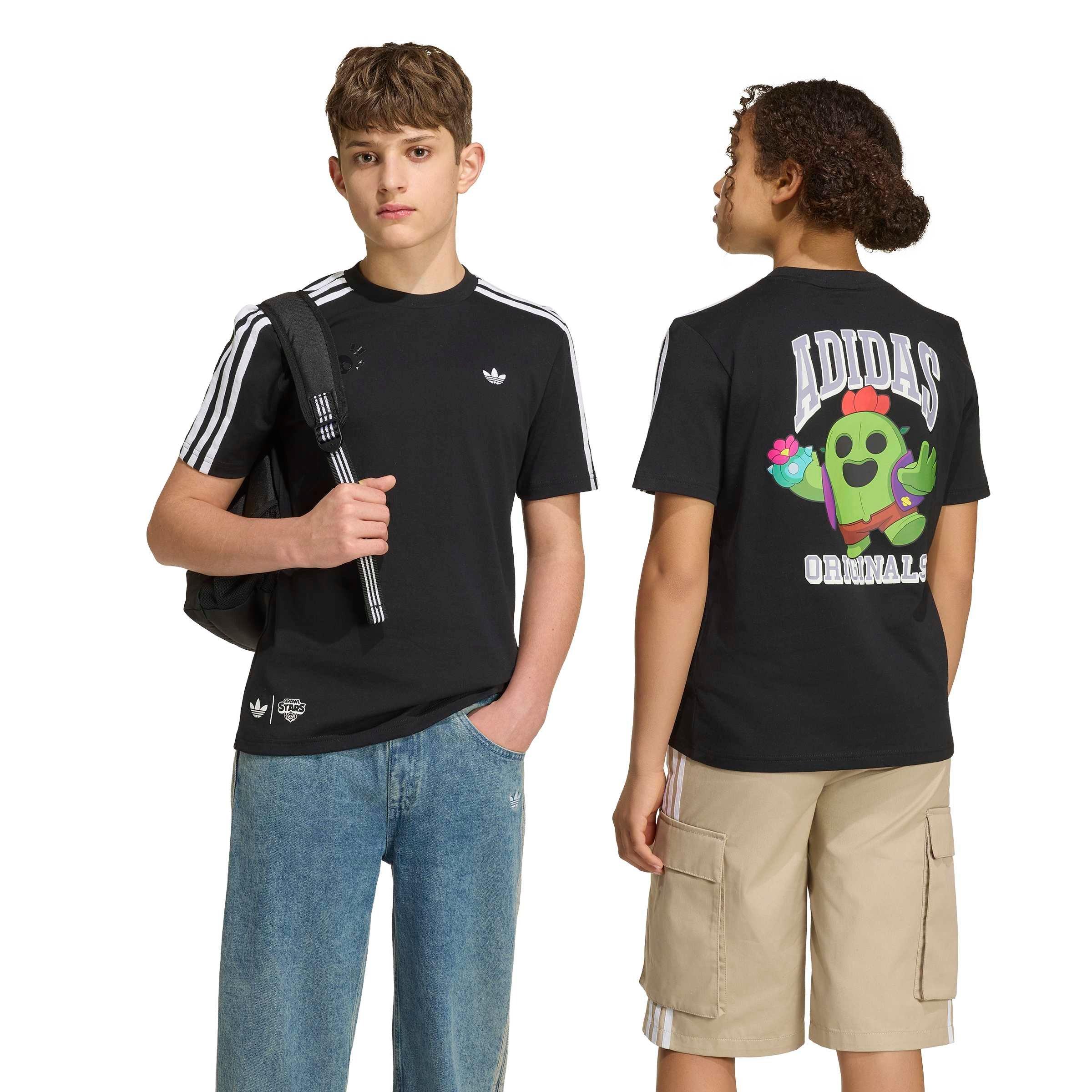 adidas Originals Big Boys' Graphic Loose Tee Shirt - Black - BLACK