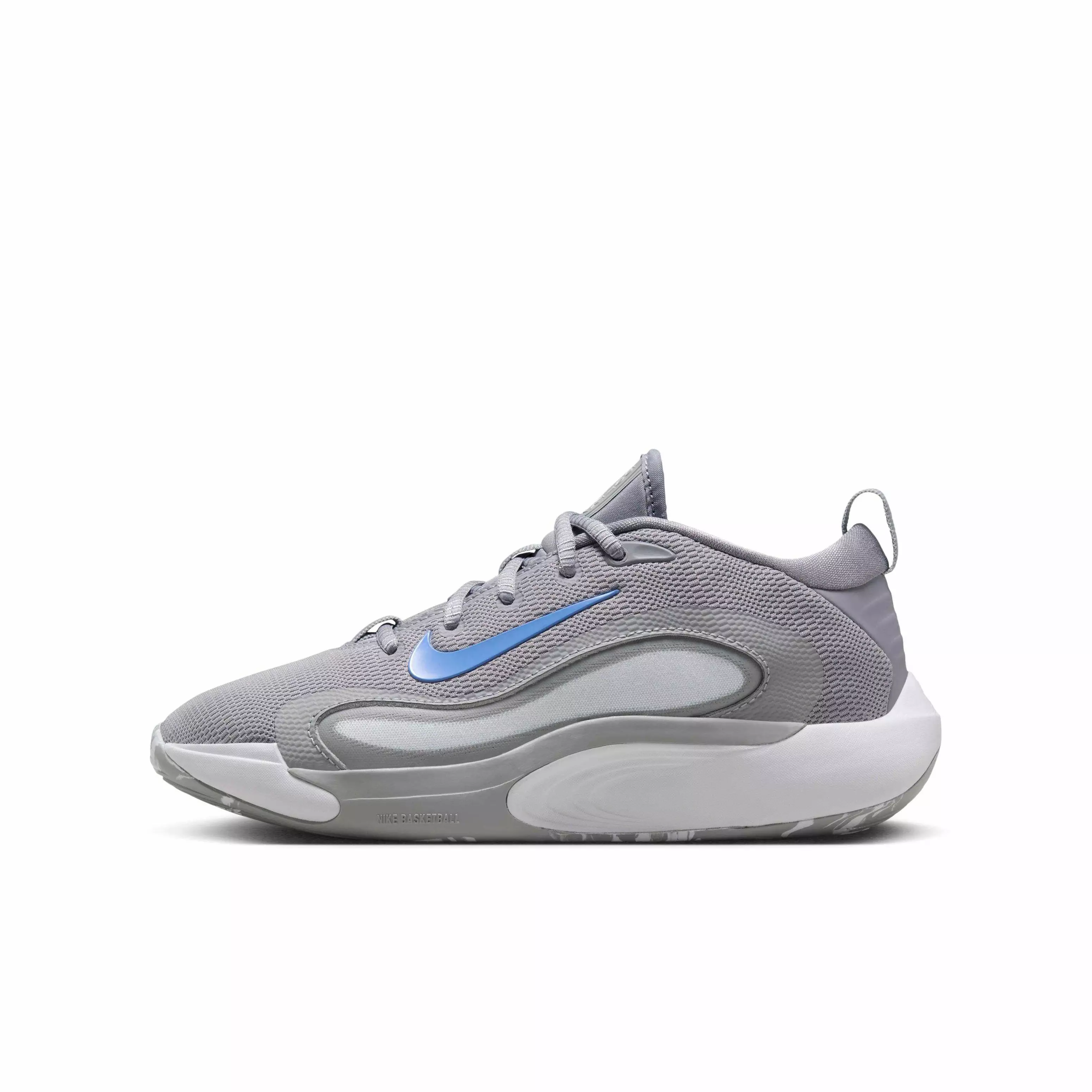 Nike IsoFly "Cement Grey/Smoke Grey/Pure Platinum/Royal Pulse" Grade School Boys' Basketball Shoe - GREY/LT GREY/PLATINUM/ROYAL