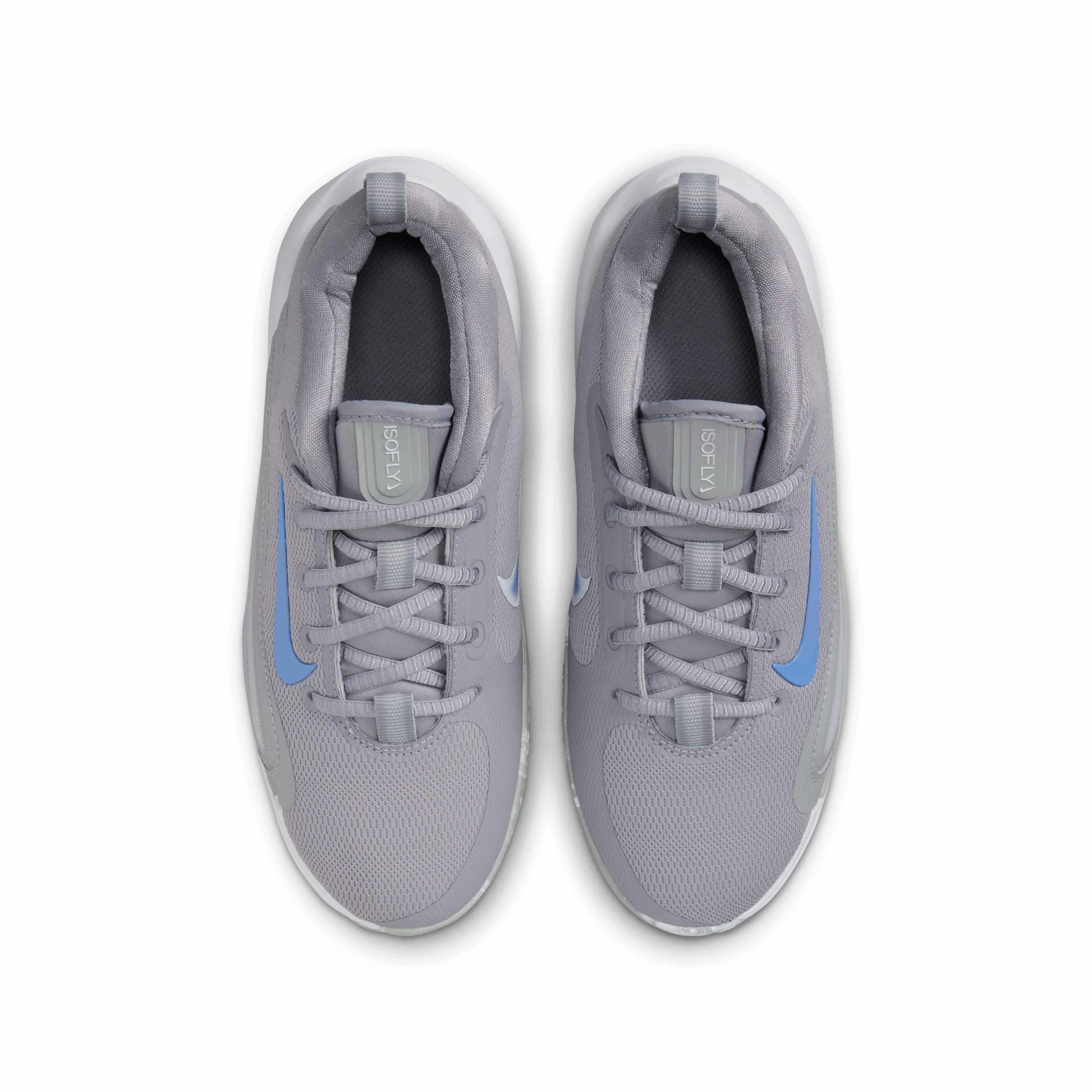 Nike IsoFly Grade School Boys' "Cement Grey/Smoke Grey/Pure Platinum/Royal Pulse" Basketball Shoe