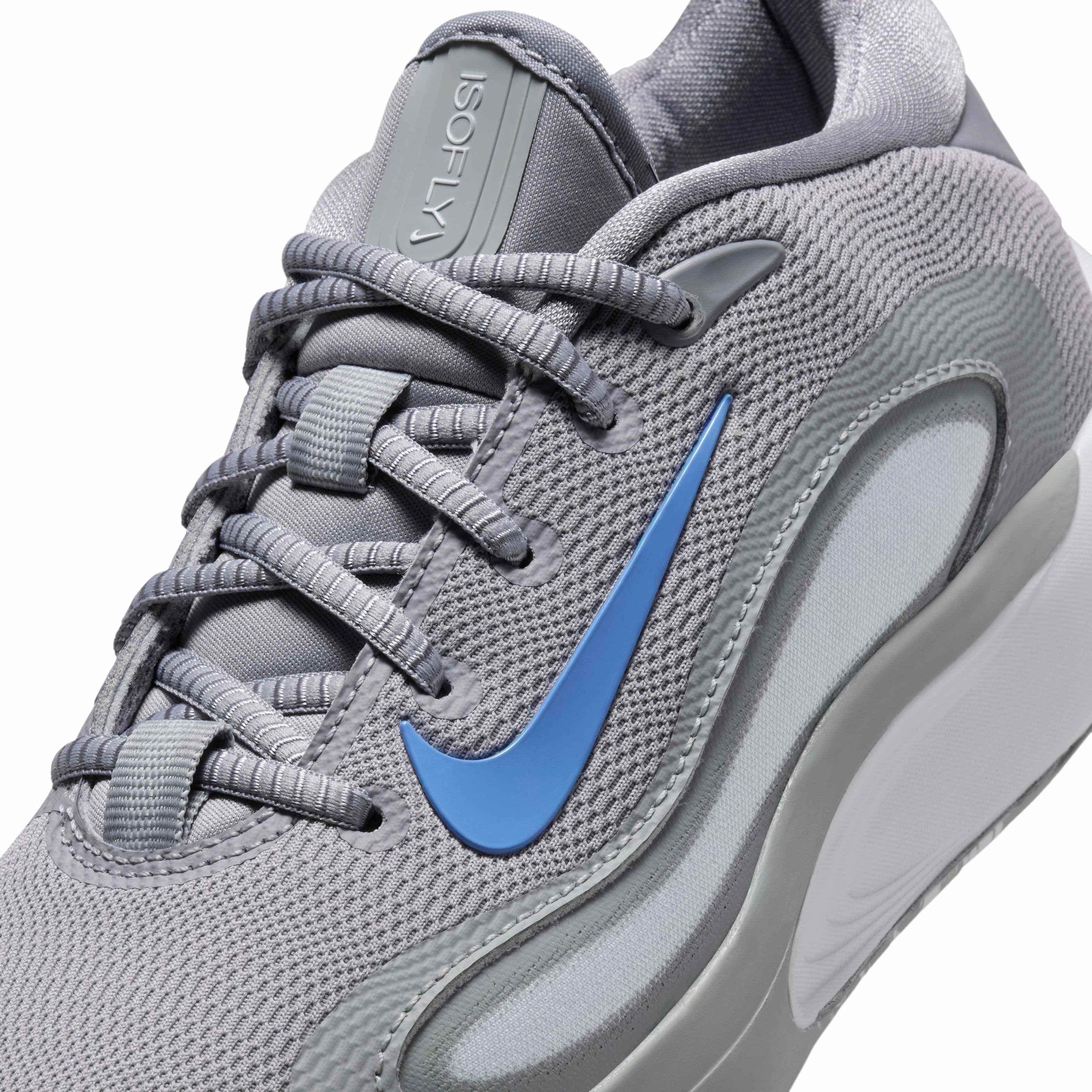 Nike IsoFly Grade School Boys' "Cement Grey/Smoke Grey/Pure Platinum/Royal Pulse" Basketball Shoe