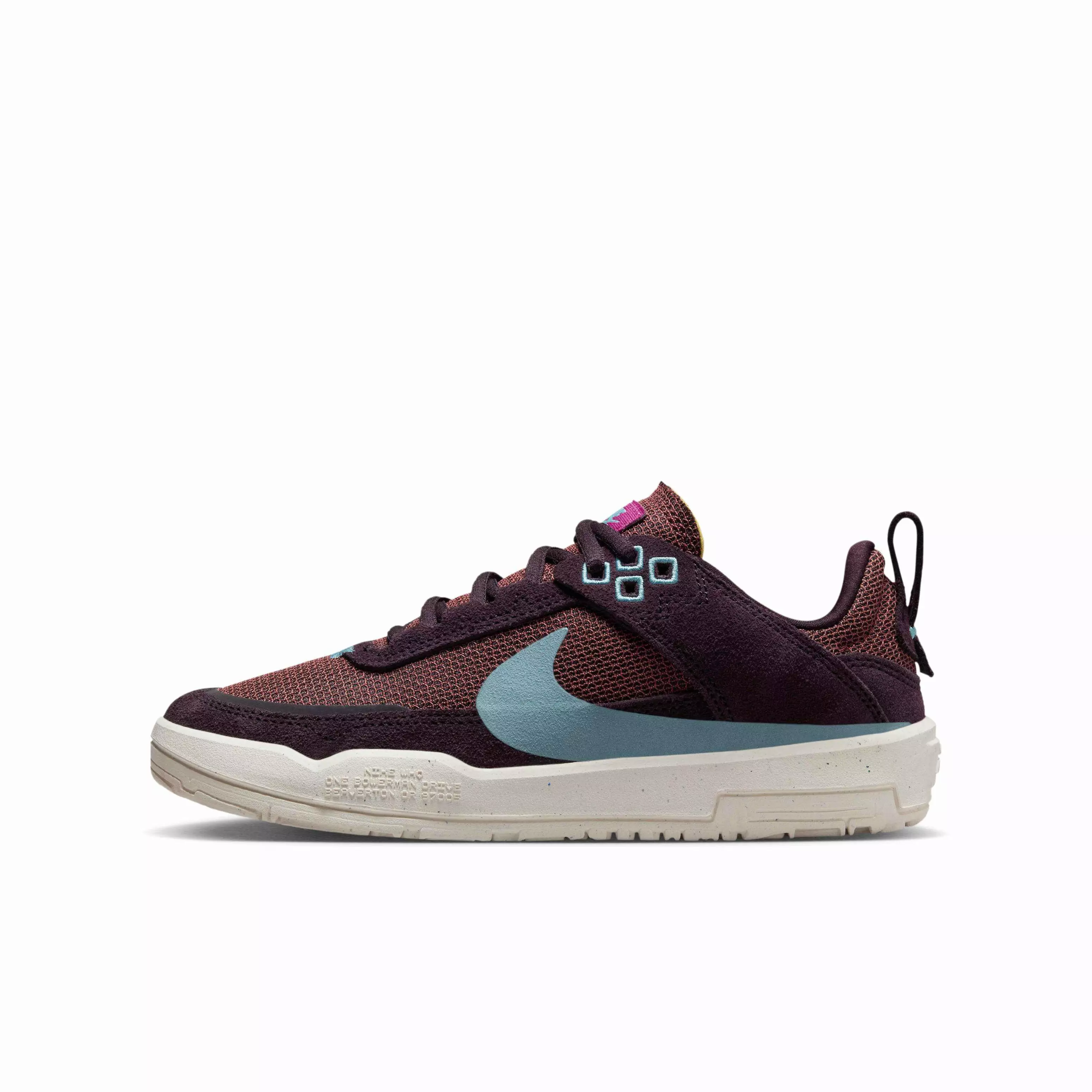 Nike SB Day One "Burgundy Ash/Dark Pony/Sail/Denim Turquoise" Grade School Girls' Skateboarding Shoe - BURGUNDY/DK PONY/SAIL/TURQUOISE