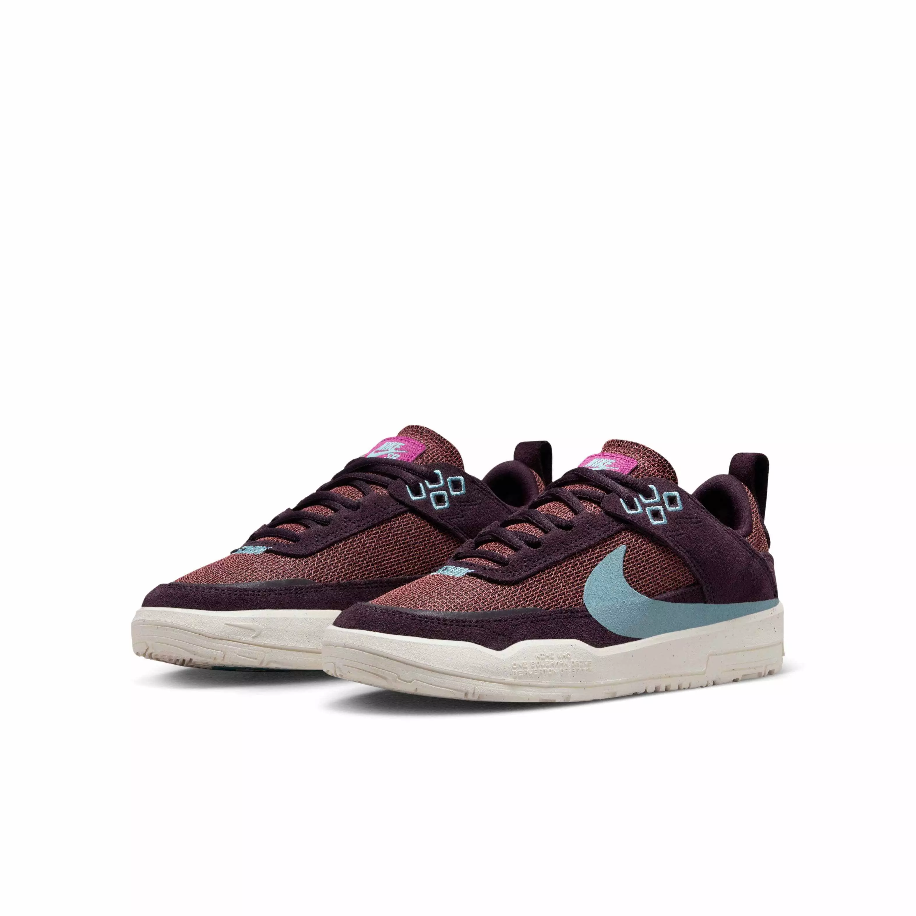 Nike SB Day One "Burgundy Ash/Dark Pony/Sail/Denim Turquoise" Grade School Girls' Skateboarding Shoe - BURGUNDY/DK PONY/SAIL/TURQUOISE