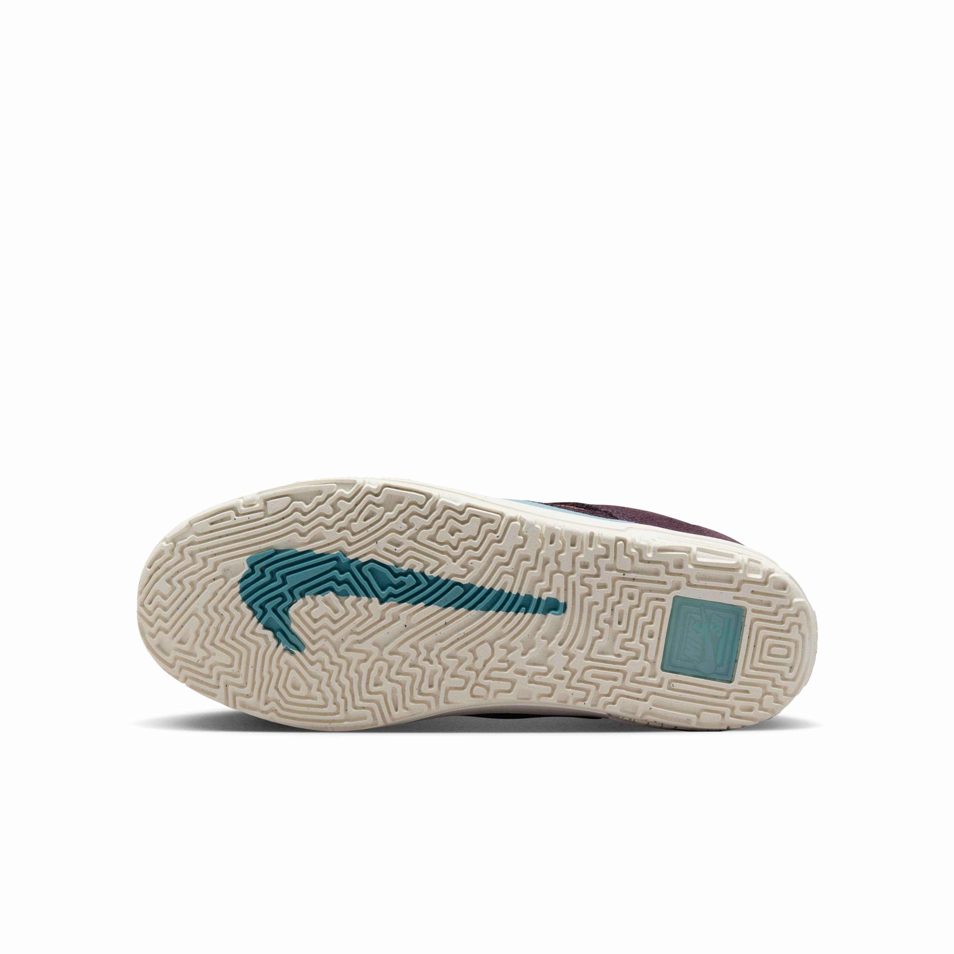 Nike SB Day One "Burgundy Ash/Dark Pony/Sail/Denim Turquoise" Grade School Girls' Skateboarding Shoe - BURGUNDY/DK PONY/SAIL/TURQUOISE Thumbnail View 6