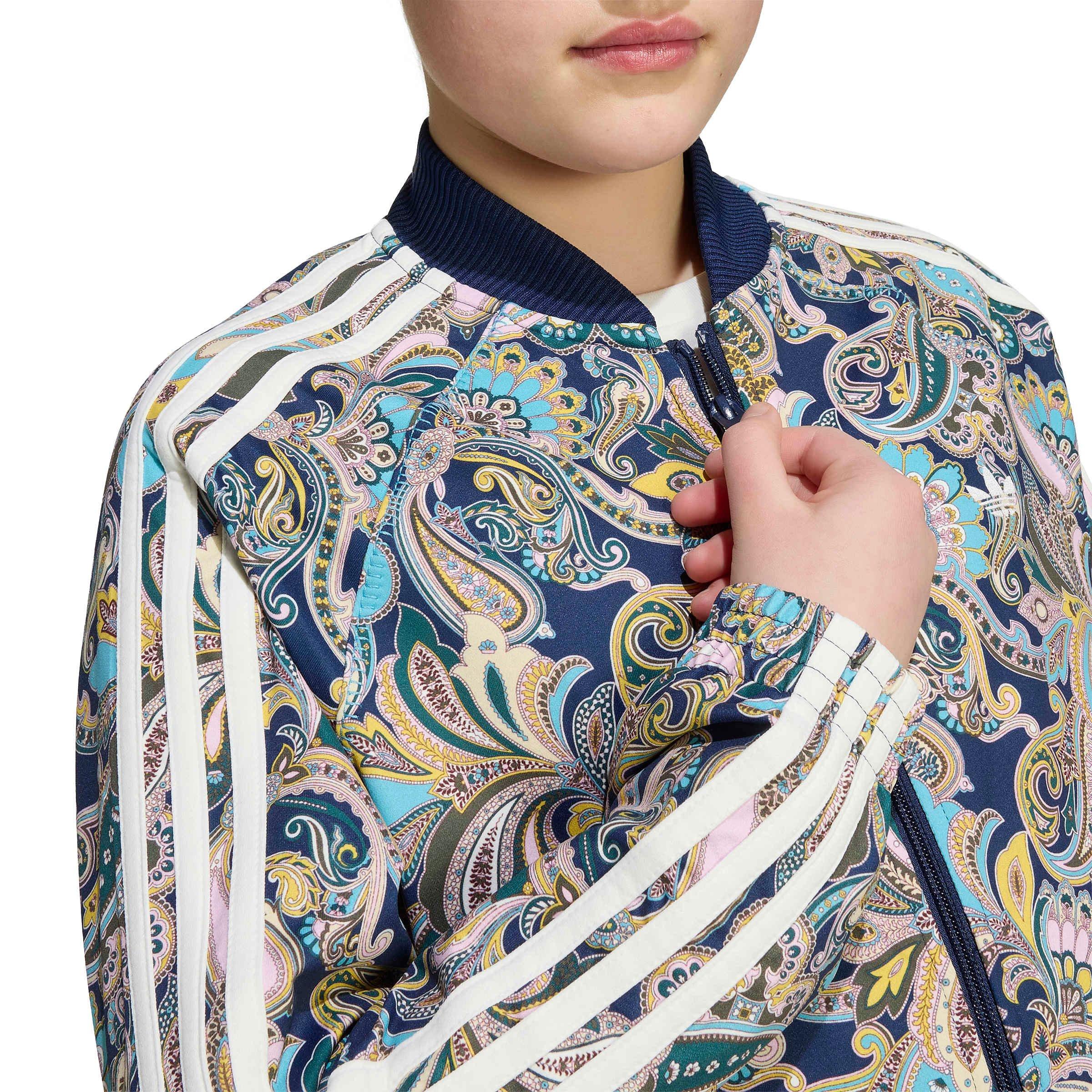 adidas Originals Big Girls' Loose Cropped Paisley Track Top - Multi-Color - MULTI-COLOR Thumbnail View 3
