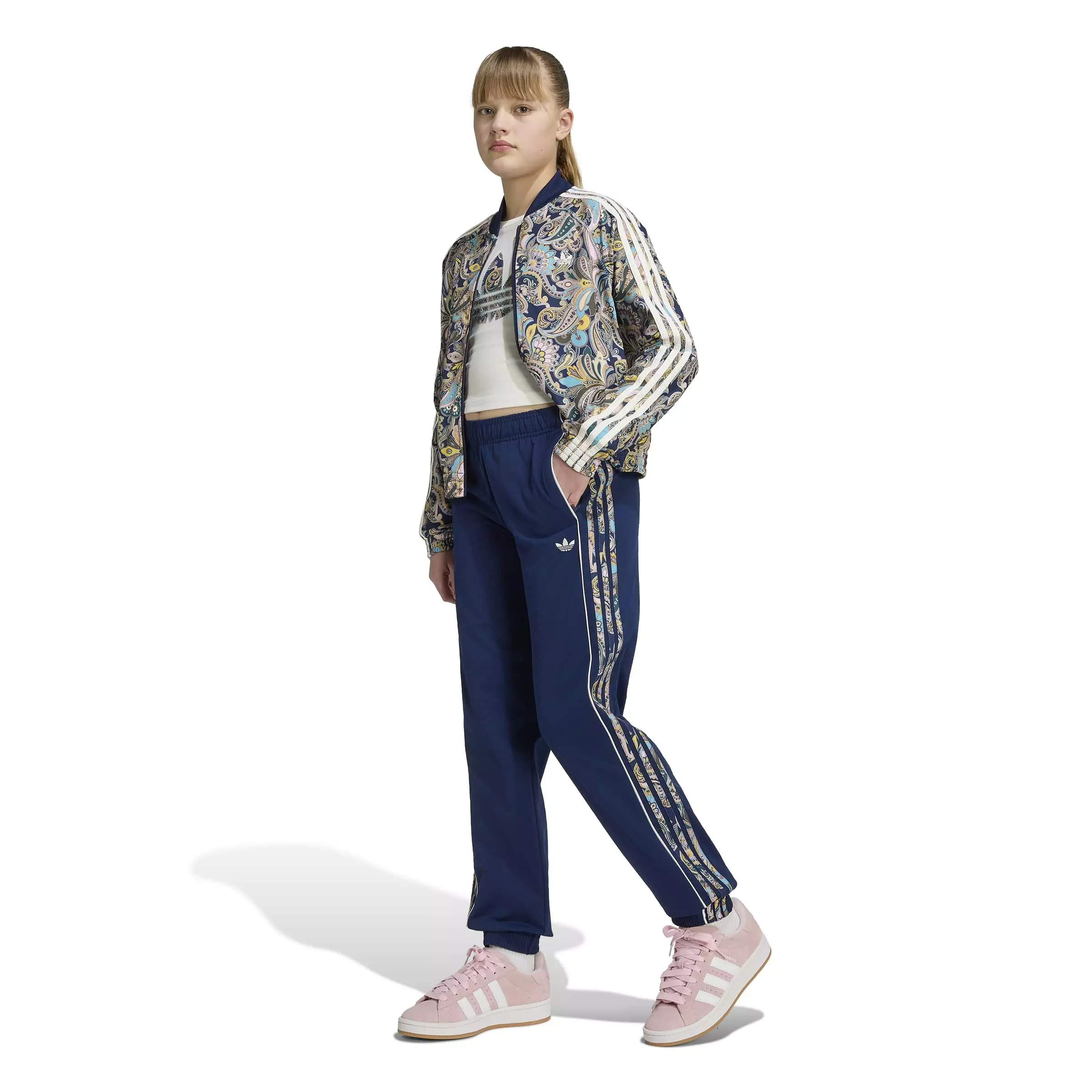 adidas Originals Big Girls' Loose Cropped Paisley Track Top - Multi-Color - MULTI-COLOR