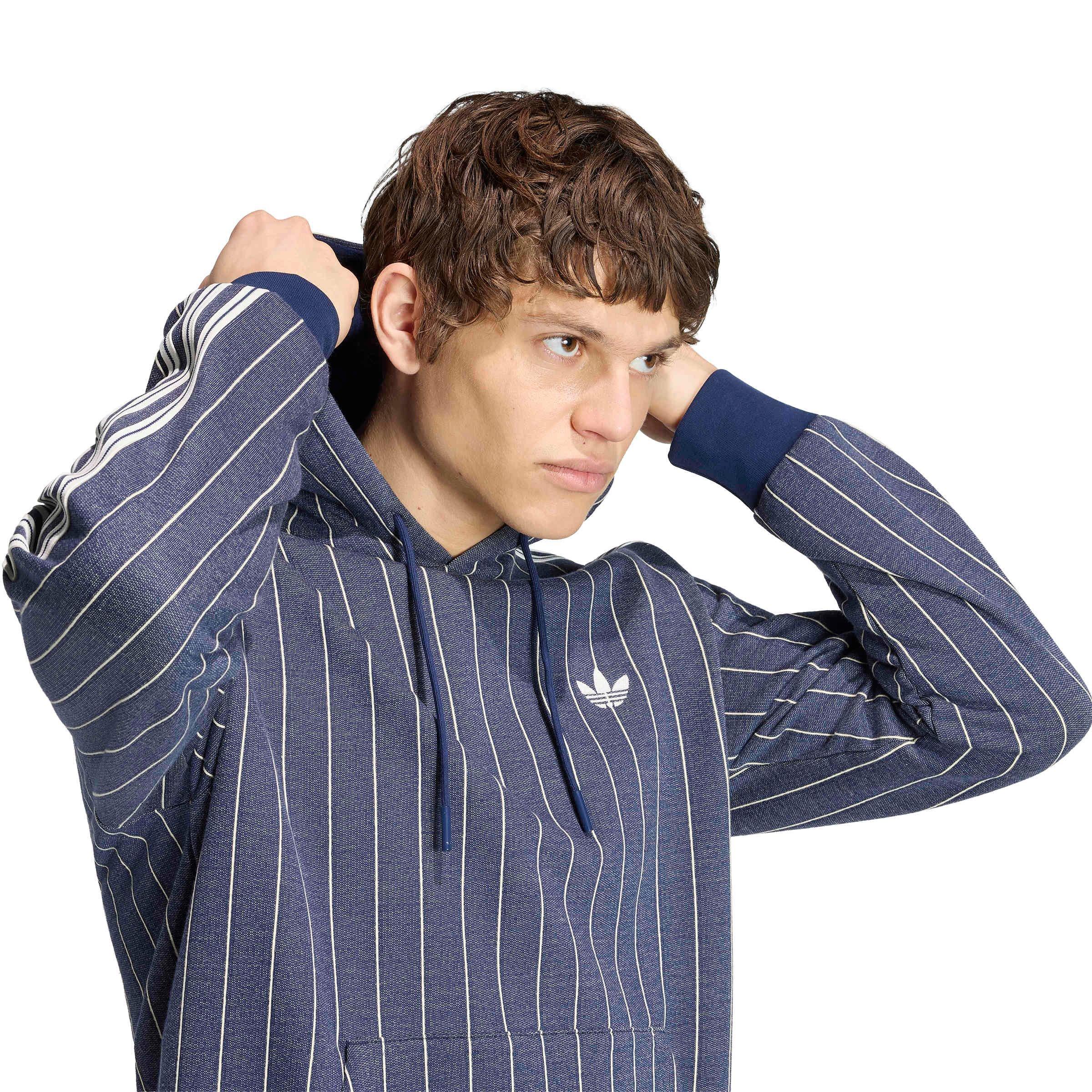 adidas Originals Men's Pinstripes Hoodie - Blue - BLUE Thumbnail View 3