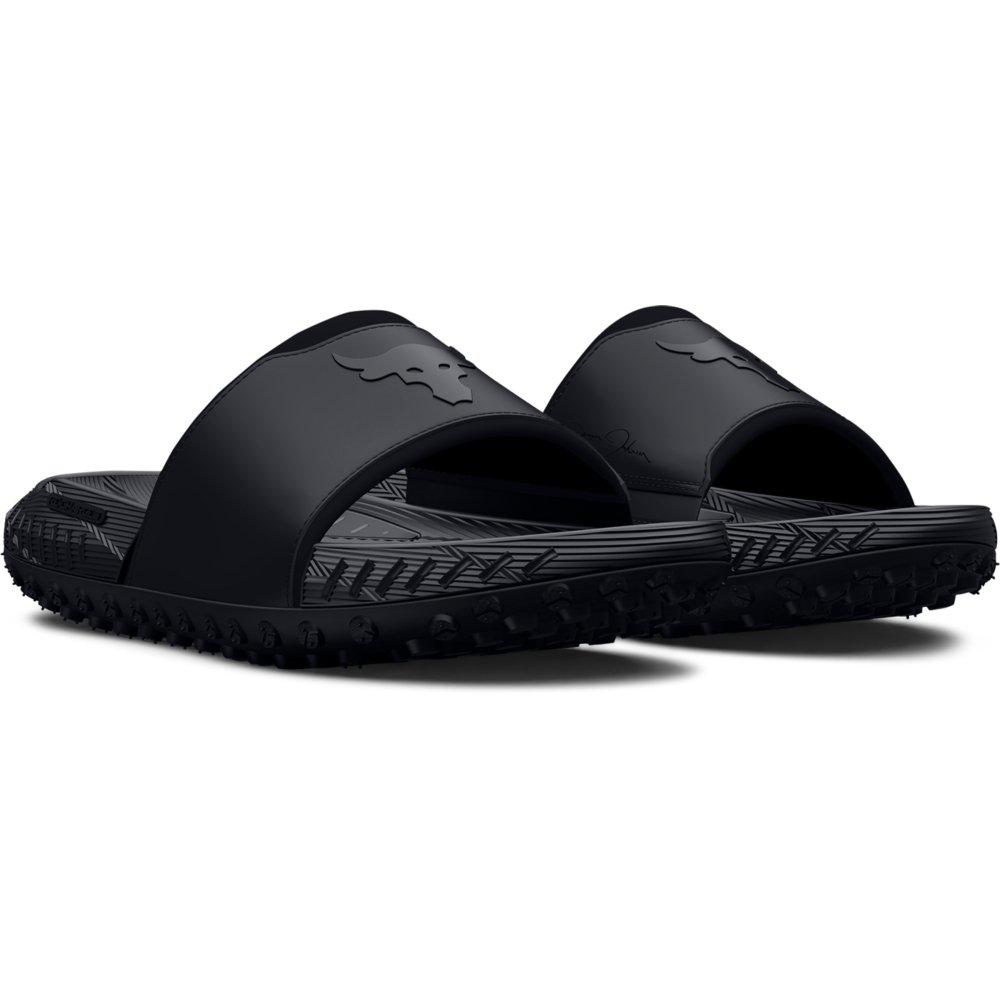 Under Armour Project Rock 3 "Black/Pitch Grey" Unisex Slide - BLACK/GREY Thumbnail View 3