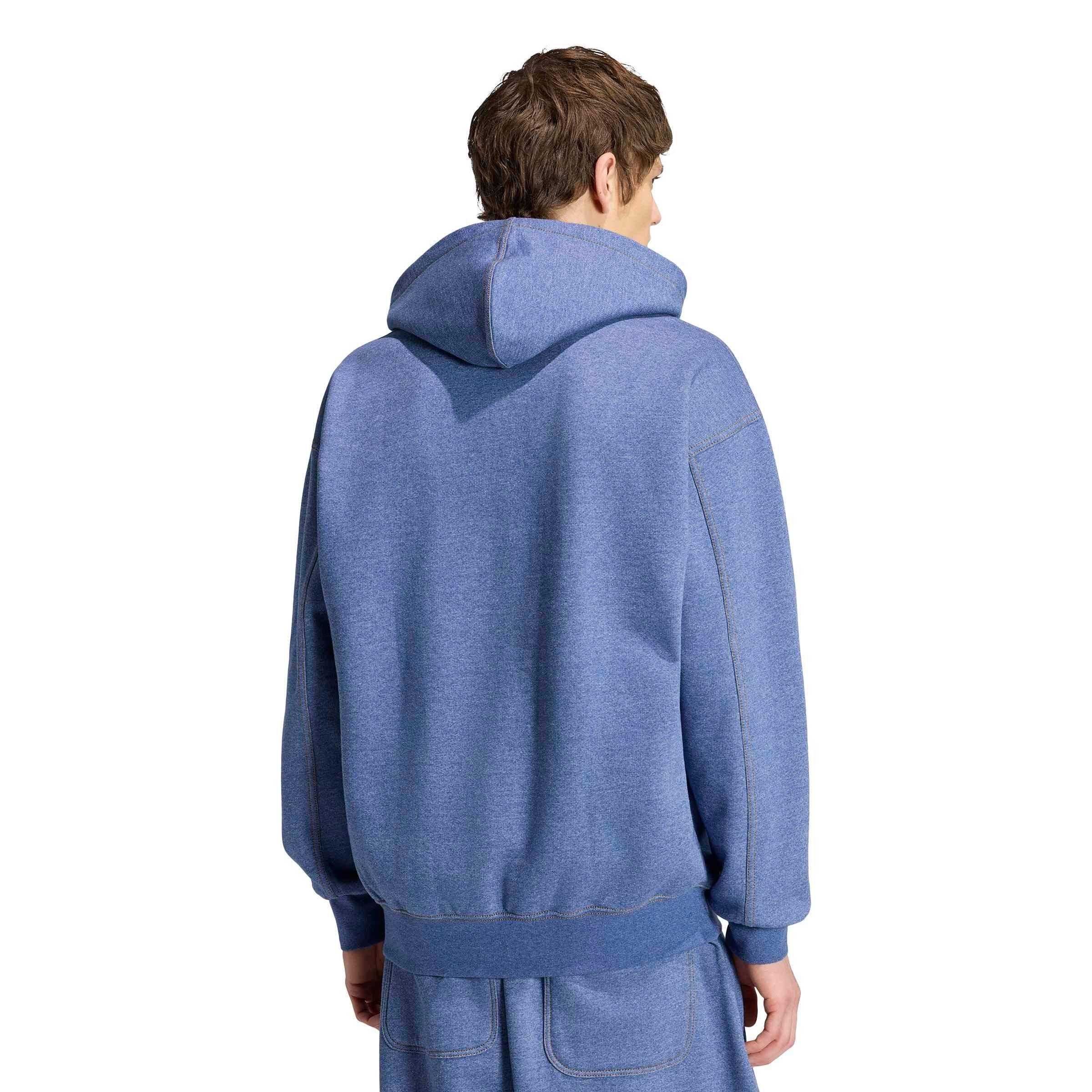 adidas Originals Men's Trefoil Essentials Melange Loose Hoodie - Blue - BLUE Thumbnail View 2