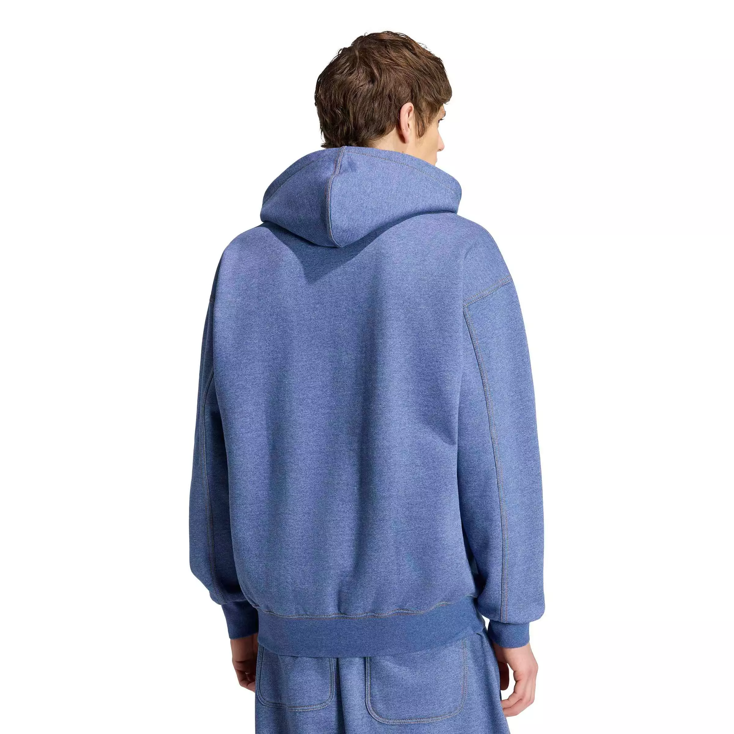 adidas Originals Men's Trefoil Essentials Melange Loose Hoodie - Blue - BLUE
