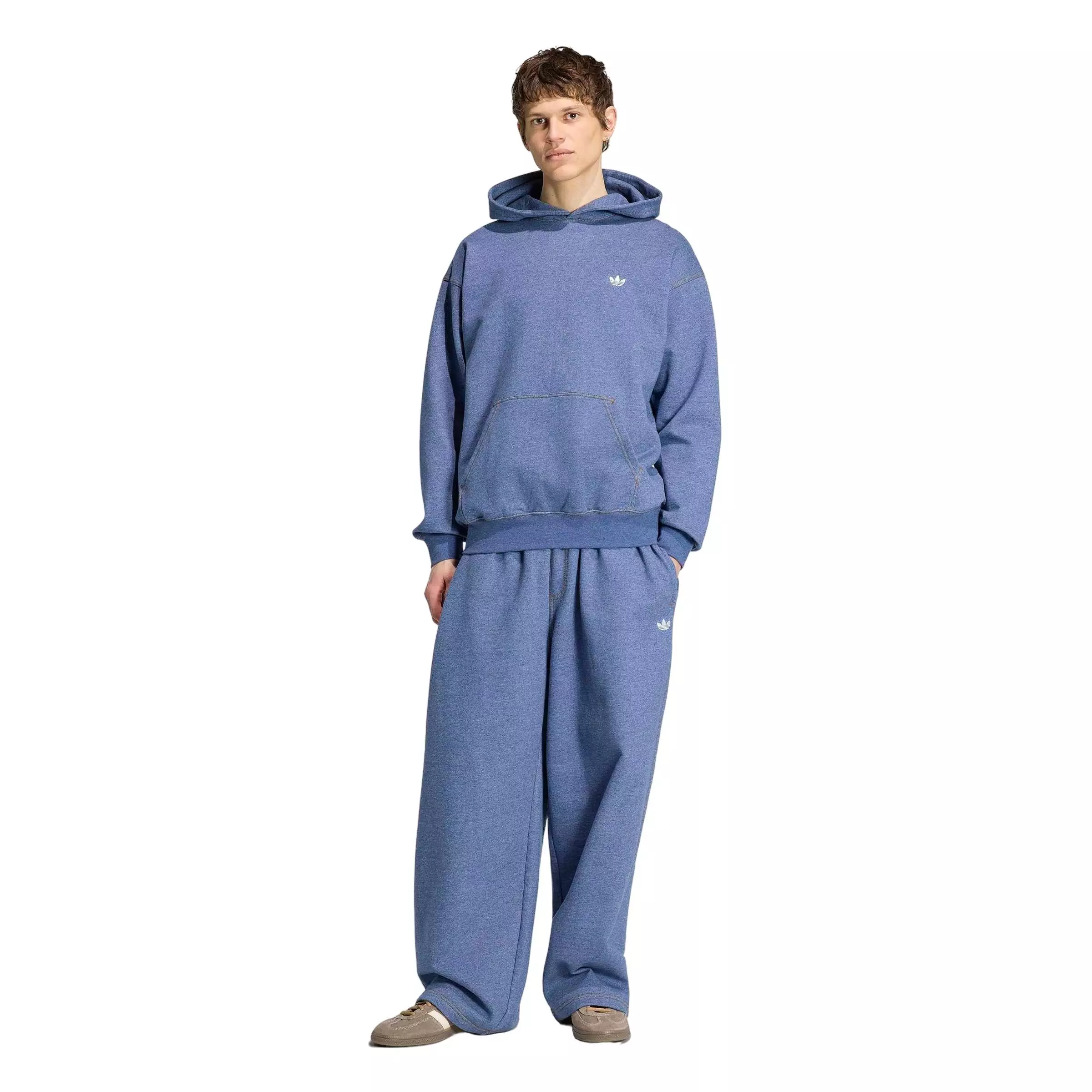 adidas Originals Men's Trefoil Essentials Melange Loose Hoodie - Blue - BLUE