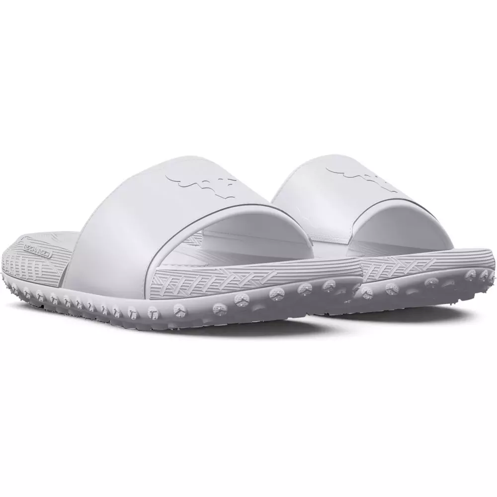 Under Armour Project Rock 3 "White/Halo Grey" Unisex Slide - WHITE/GREY