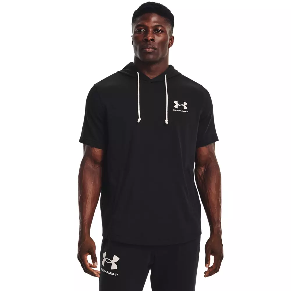 Under Armour Men's Rival Terry LC Short Sleeve Hoodie - BLACK