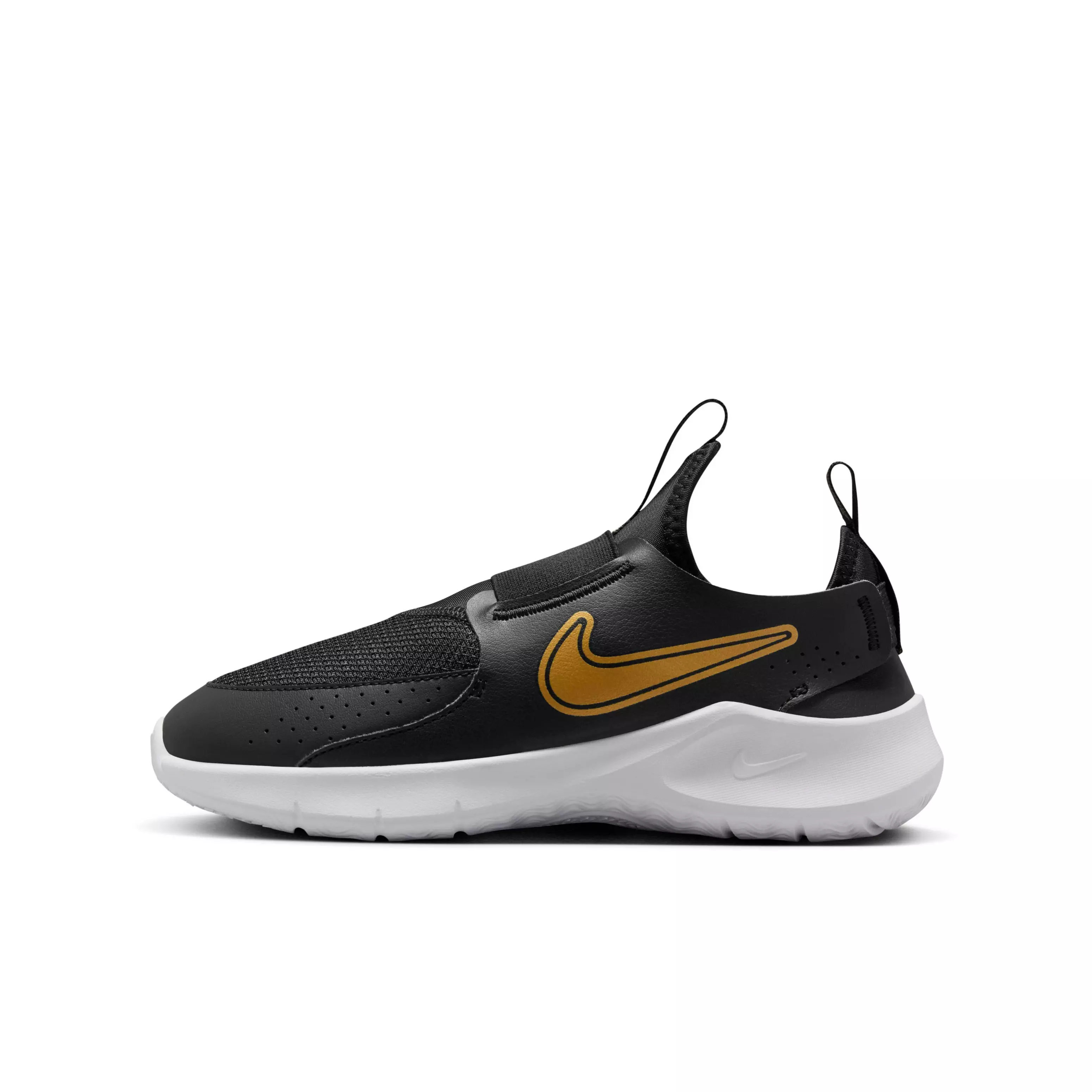 Nike Flex Runner 3 "Black/White/Metallic Gold" Grade School Boys' Running Shoe - BLACK/WHITE/GOLD