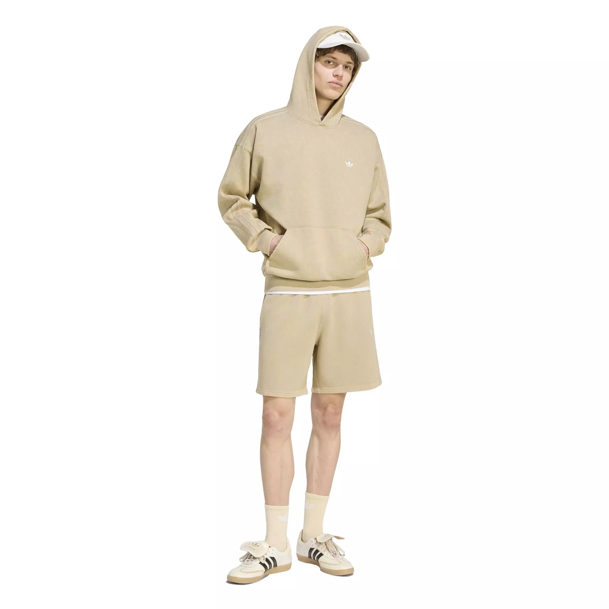 adidas Originals Men's Trefoil Essentials Washed Loose Hoodie - Beige - BEIGE