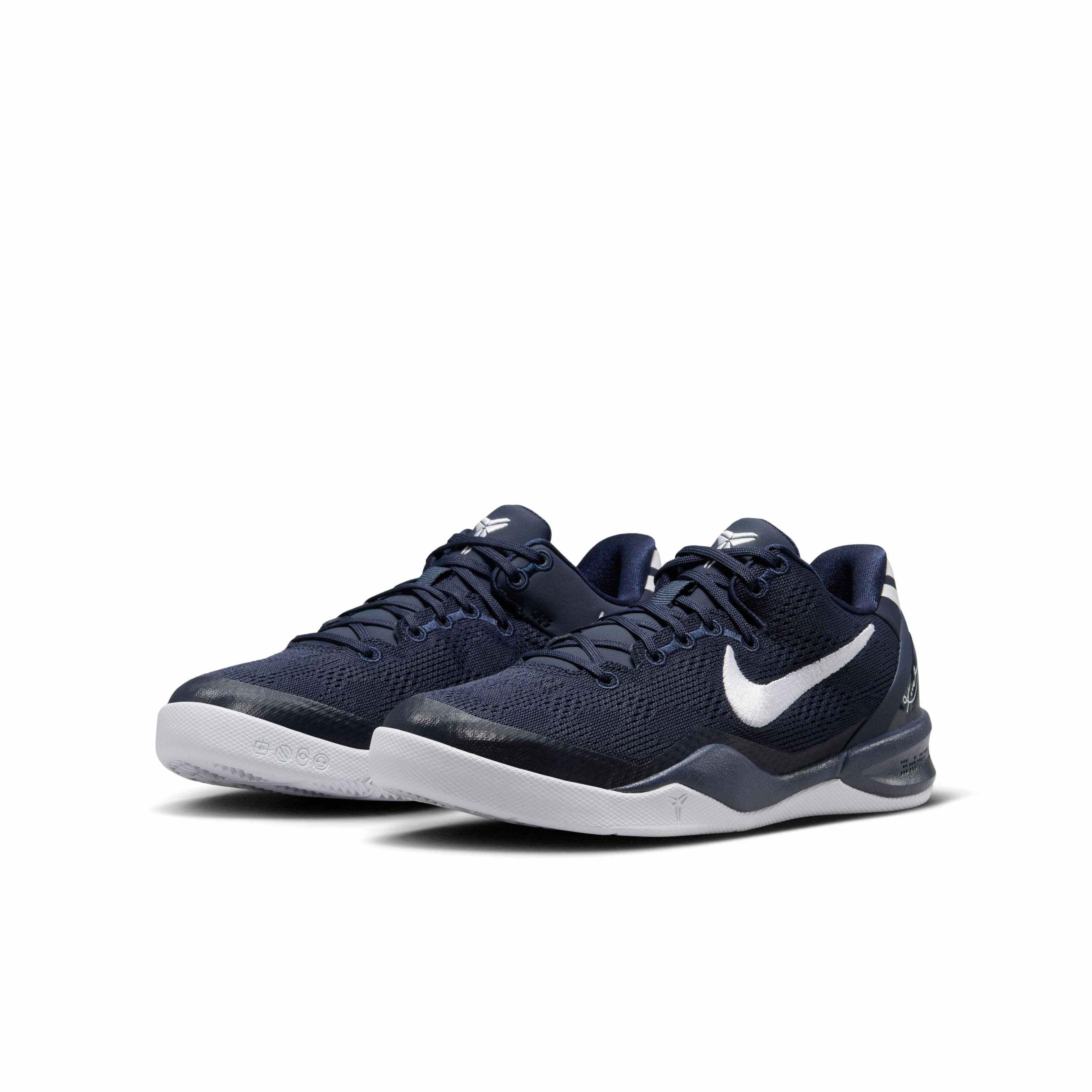 Nike Kobe 8 "College Navy/College Navy/White" Grade School Boys' Basketball Shoe - NAVY/NAVY/WHITE Thumbnail View 3