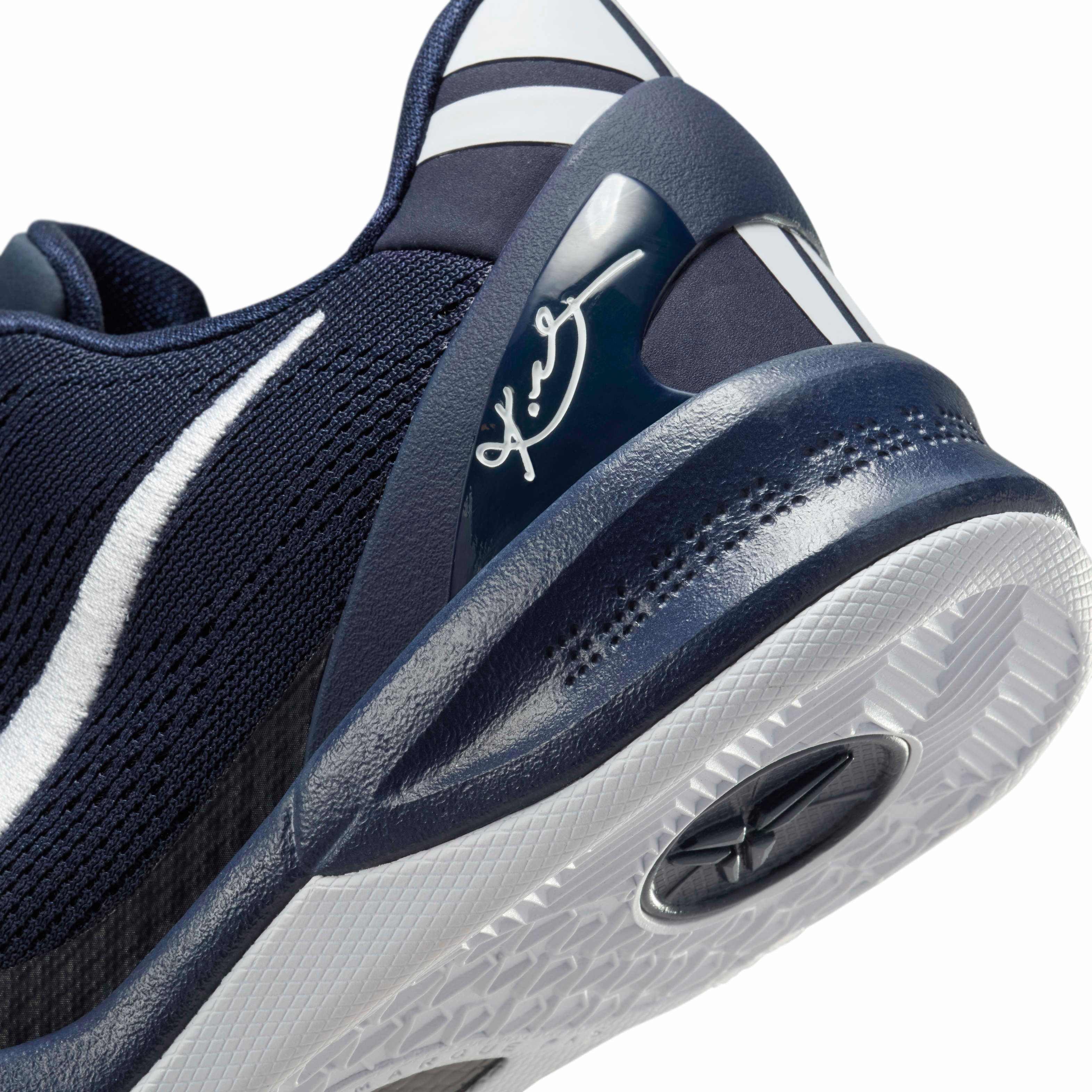 Nike Kobe 8 "College Navy/College Navy/White" Grade School Boys' Basketball Shoe - NAVY/NAVY/WHITE Thumbnail View 8