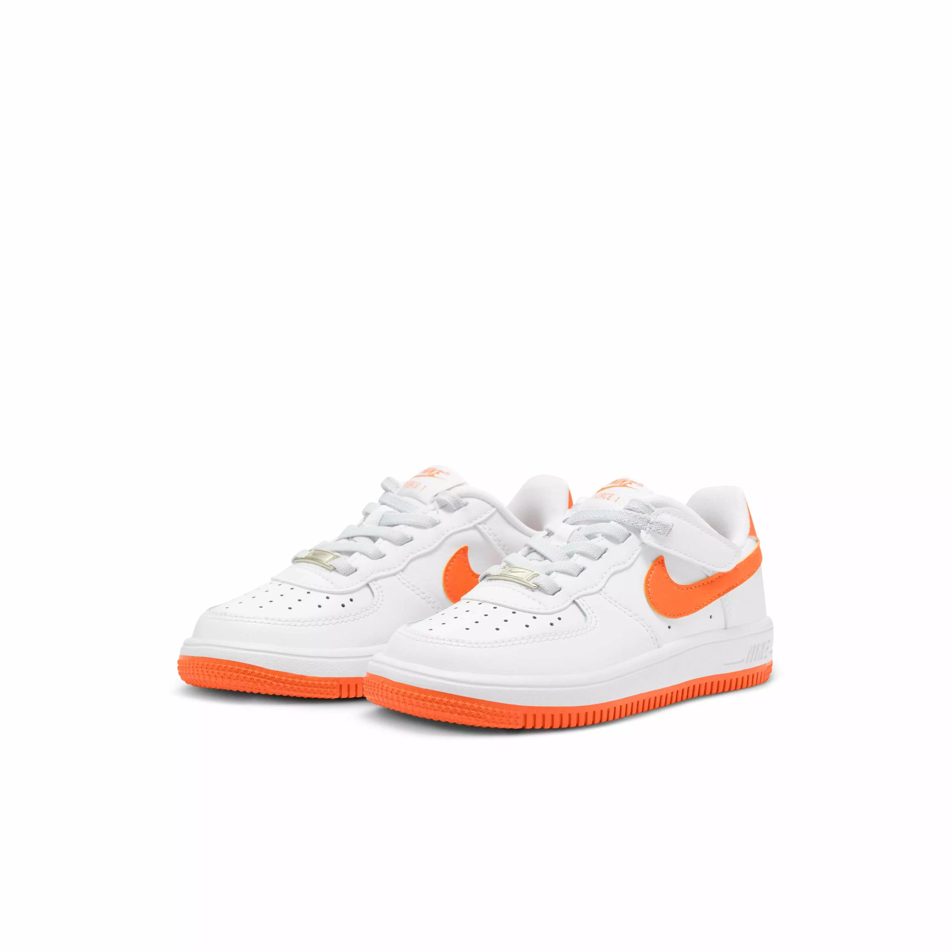 Nike Force 1 Low EasyOn "White/White/Safety Orange" Preschool Boys' Shoe - WHITE/WHITE/ORANGE