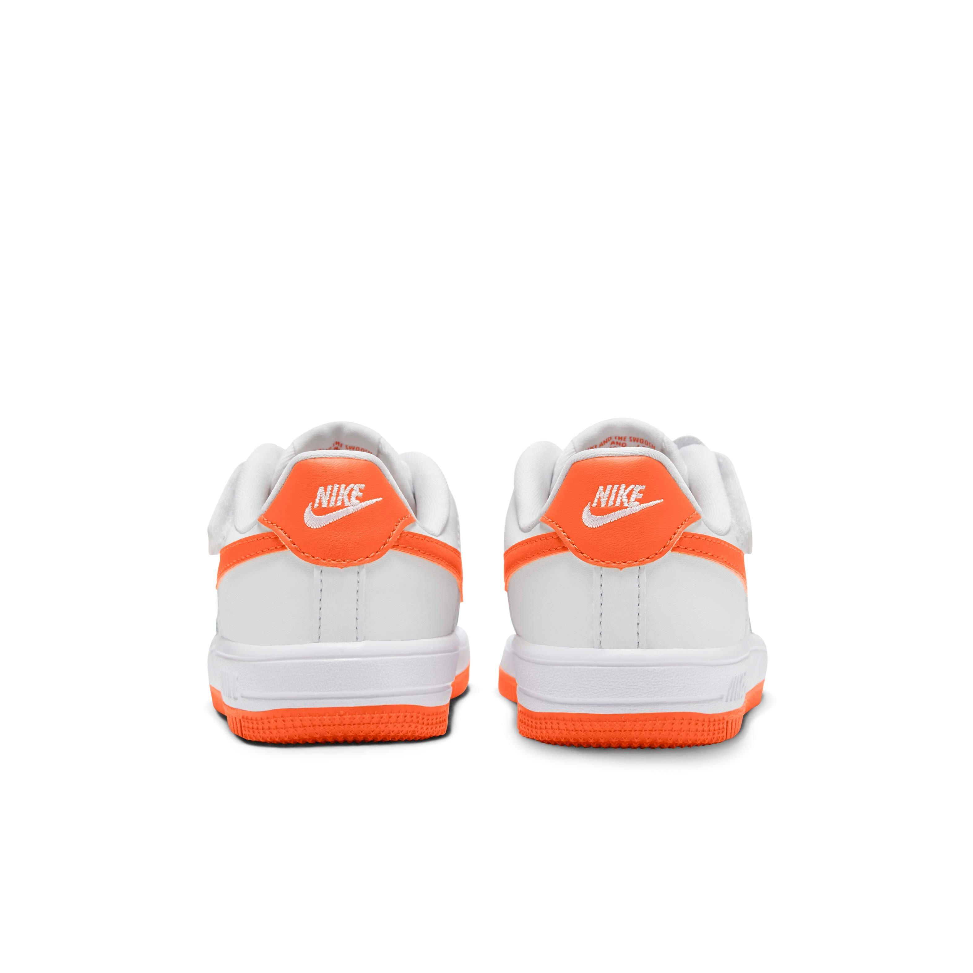 Nike Force 1 Low EasyOn Preschool Boys' "White/White/Safety Orange" Shoe