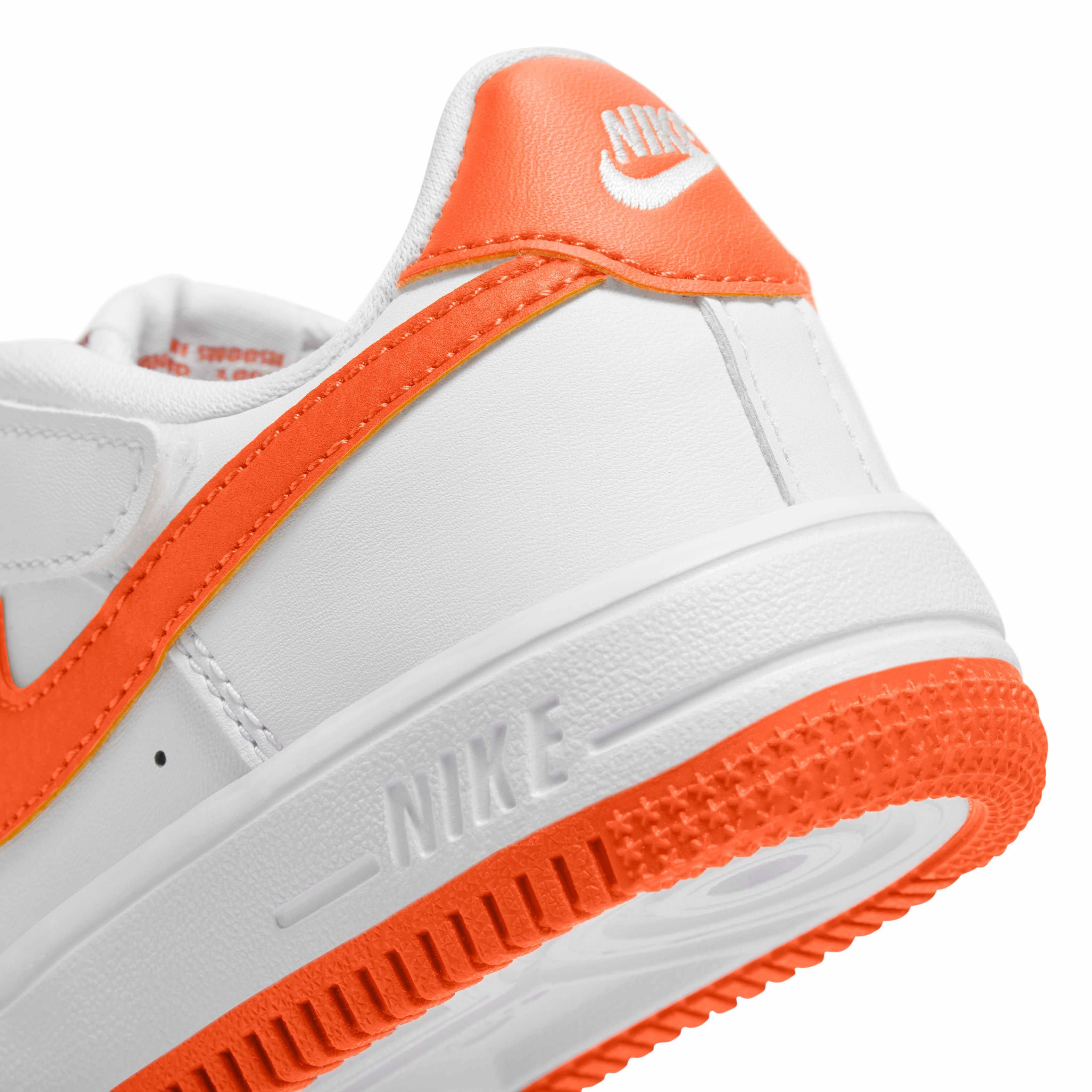 Nike Force 1 Low EasyOn Preschool Boys' "White/White/Safety Orange" Shoe