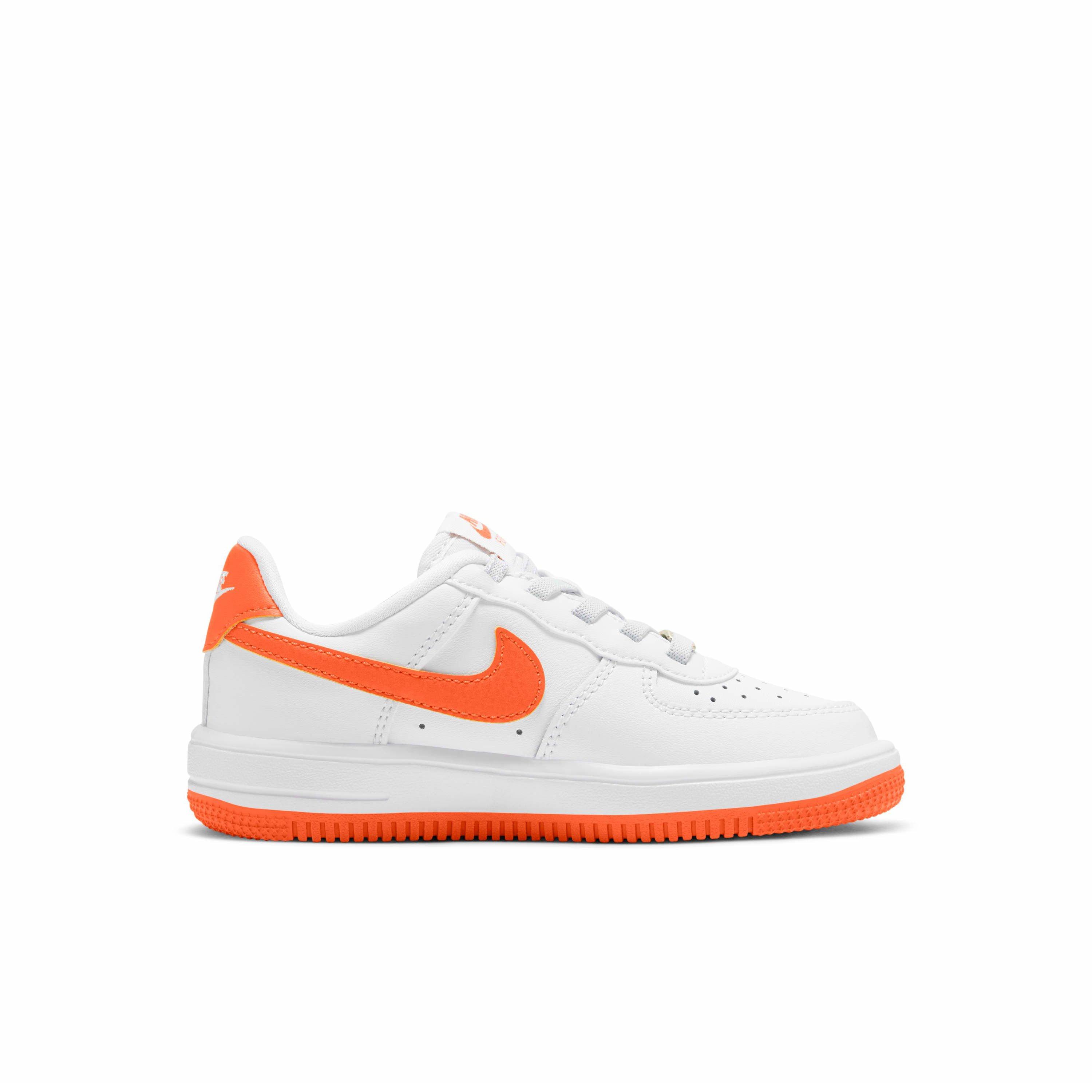 Nike Force 1 Low EasyOn "White/White/Safety Orange" Preschool Boys' Shoe