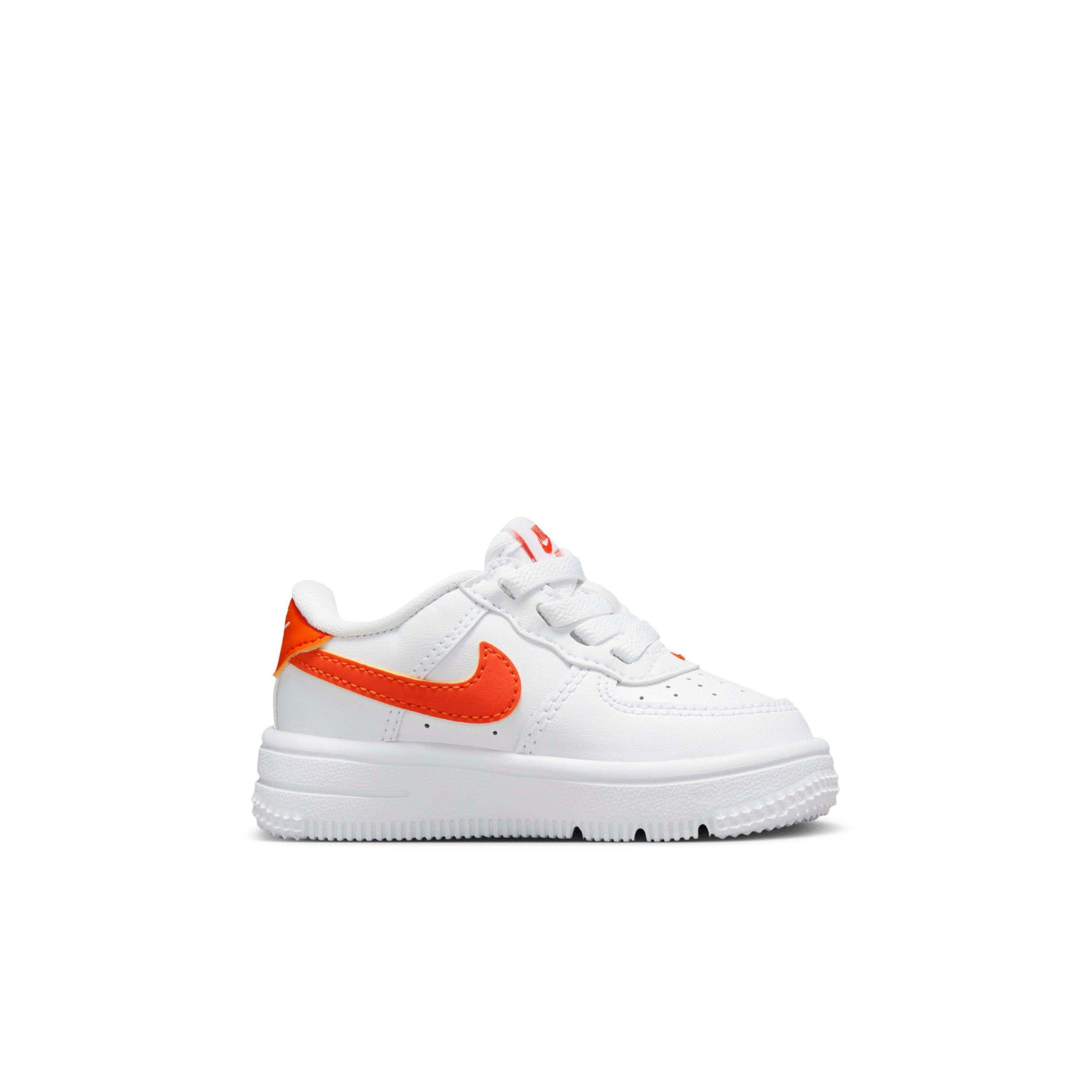 Nike Force 1 Low EasyOn Infant Boys' "White/White/Safety Orange" Shoe