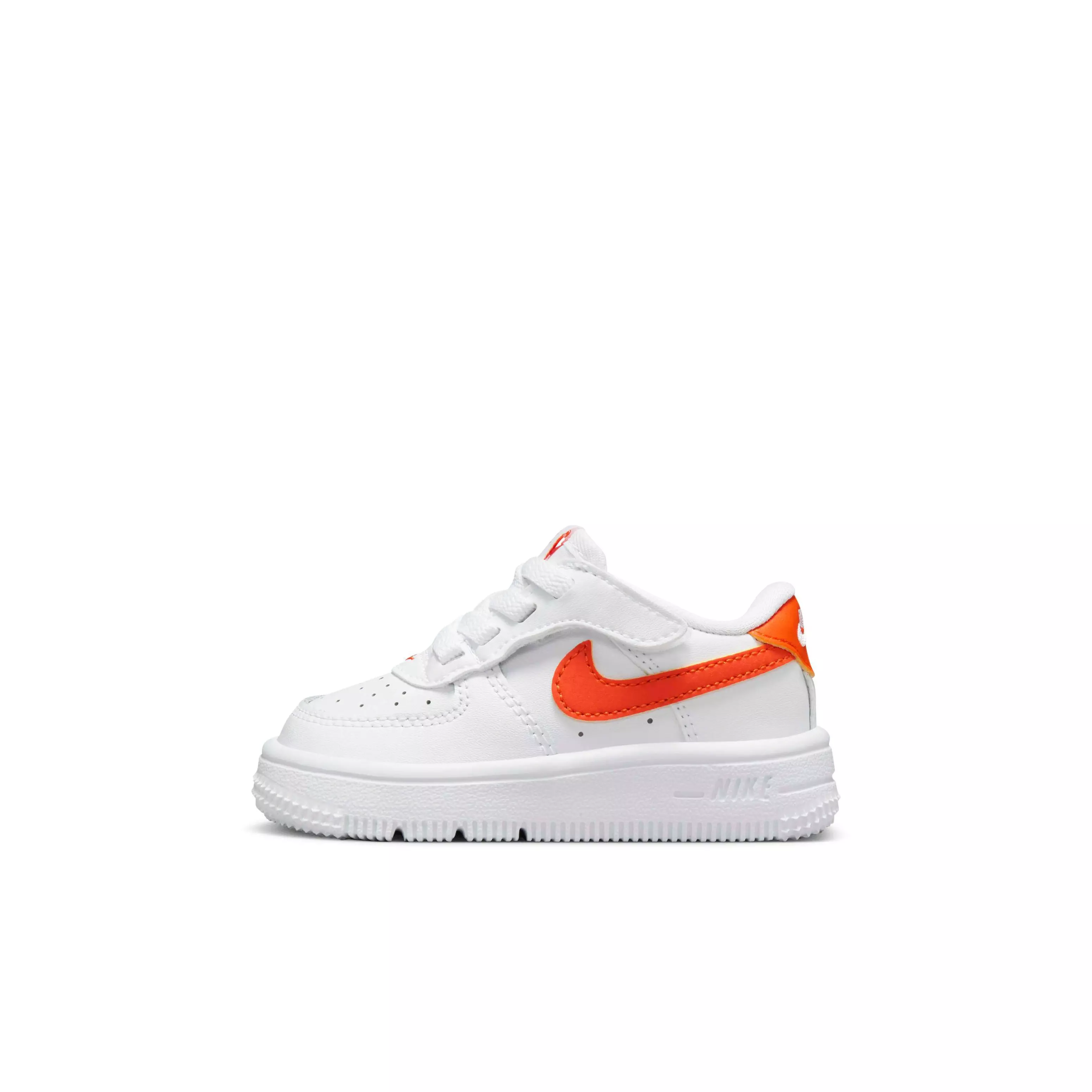 Nike Force 1 Low EasyOn "White/White/Safety Orange" Infant Boys' Shoe - WHITE/WHITE/ORANGE