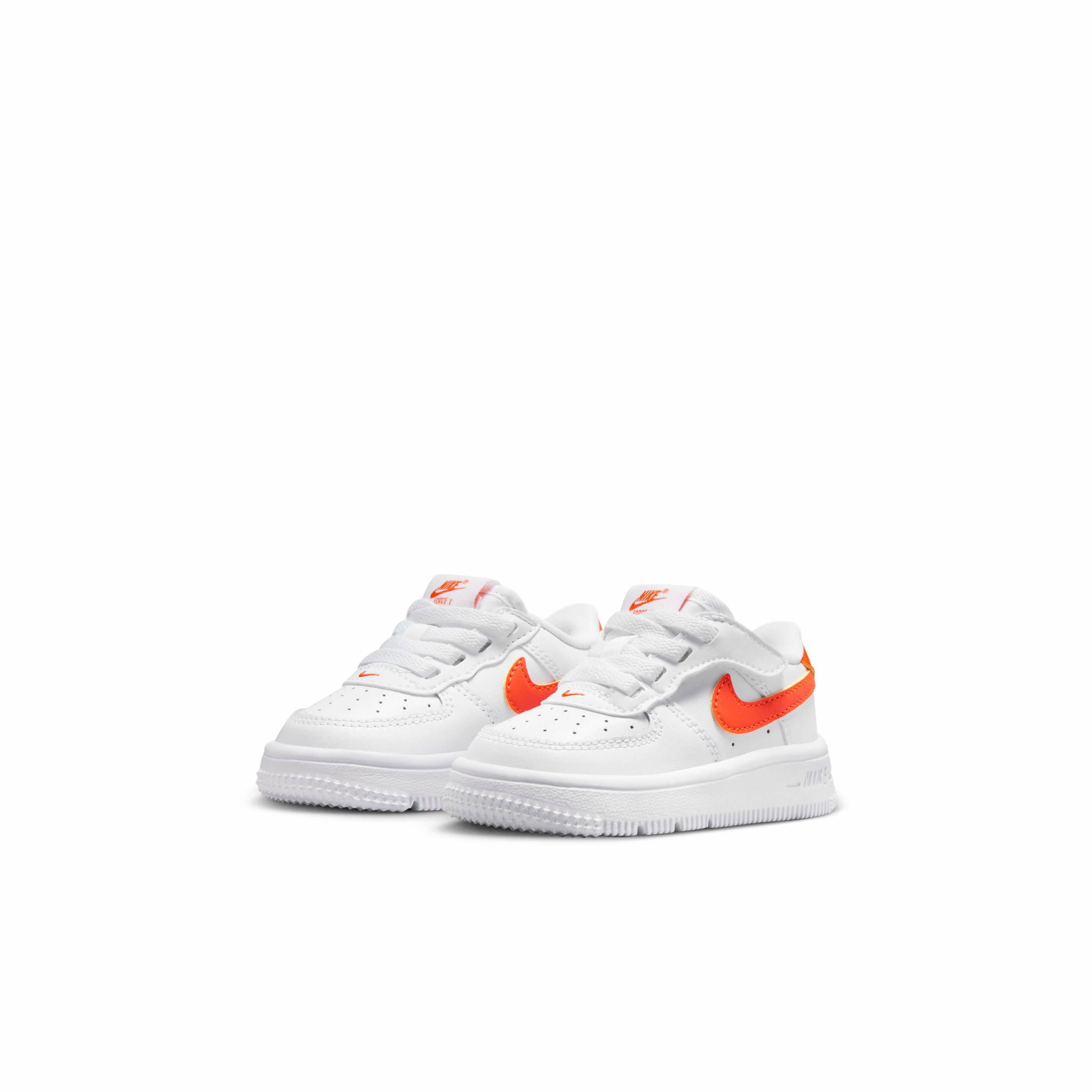 Nike Force 1 Low EasyOn Infant Boys' "White/White/Safety Orange" Shoe