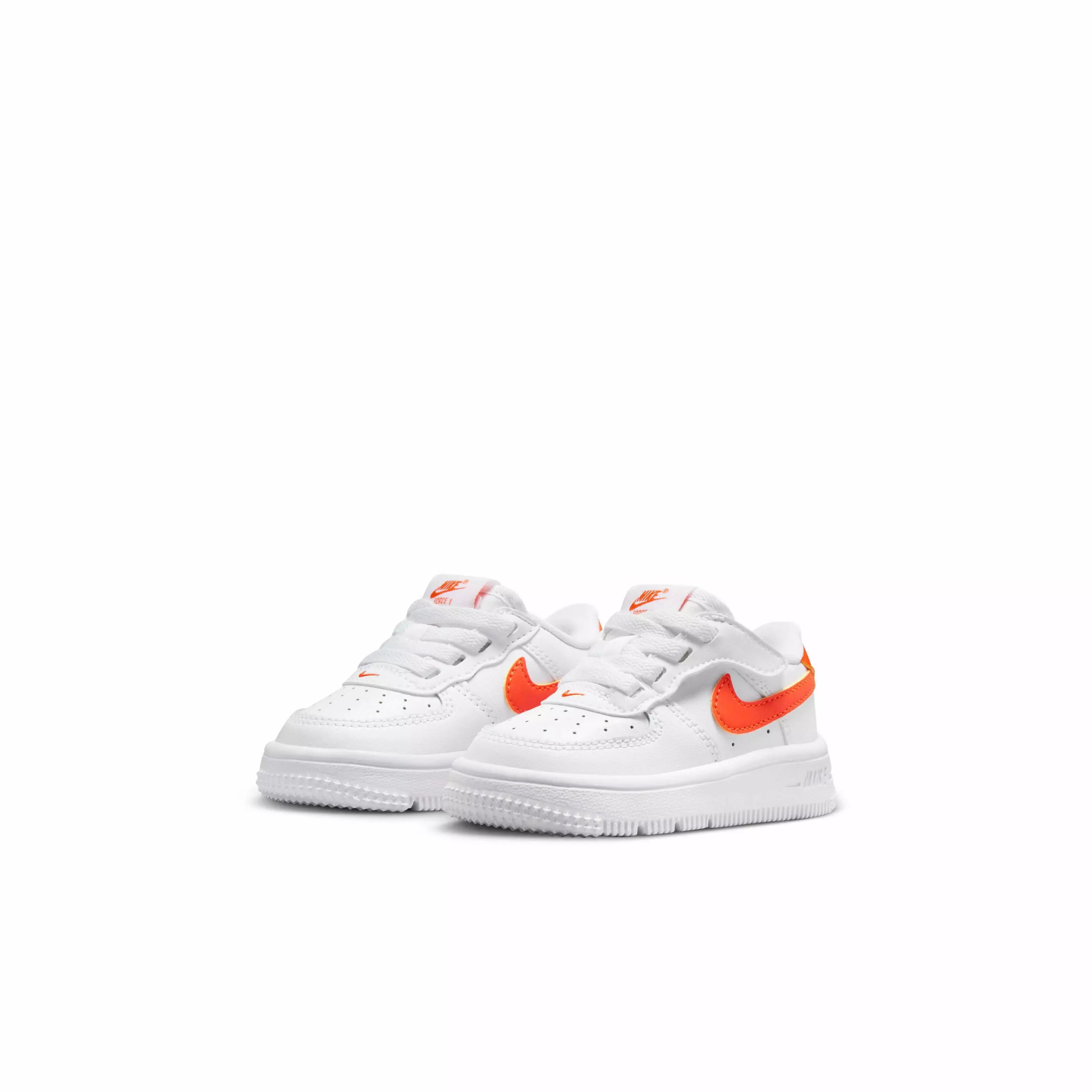 Nike Force 1 Low EasyOn "White/White/Safety Orange" Infant Boys' Shoe - WHITE/WHITE/ORANGE