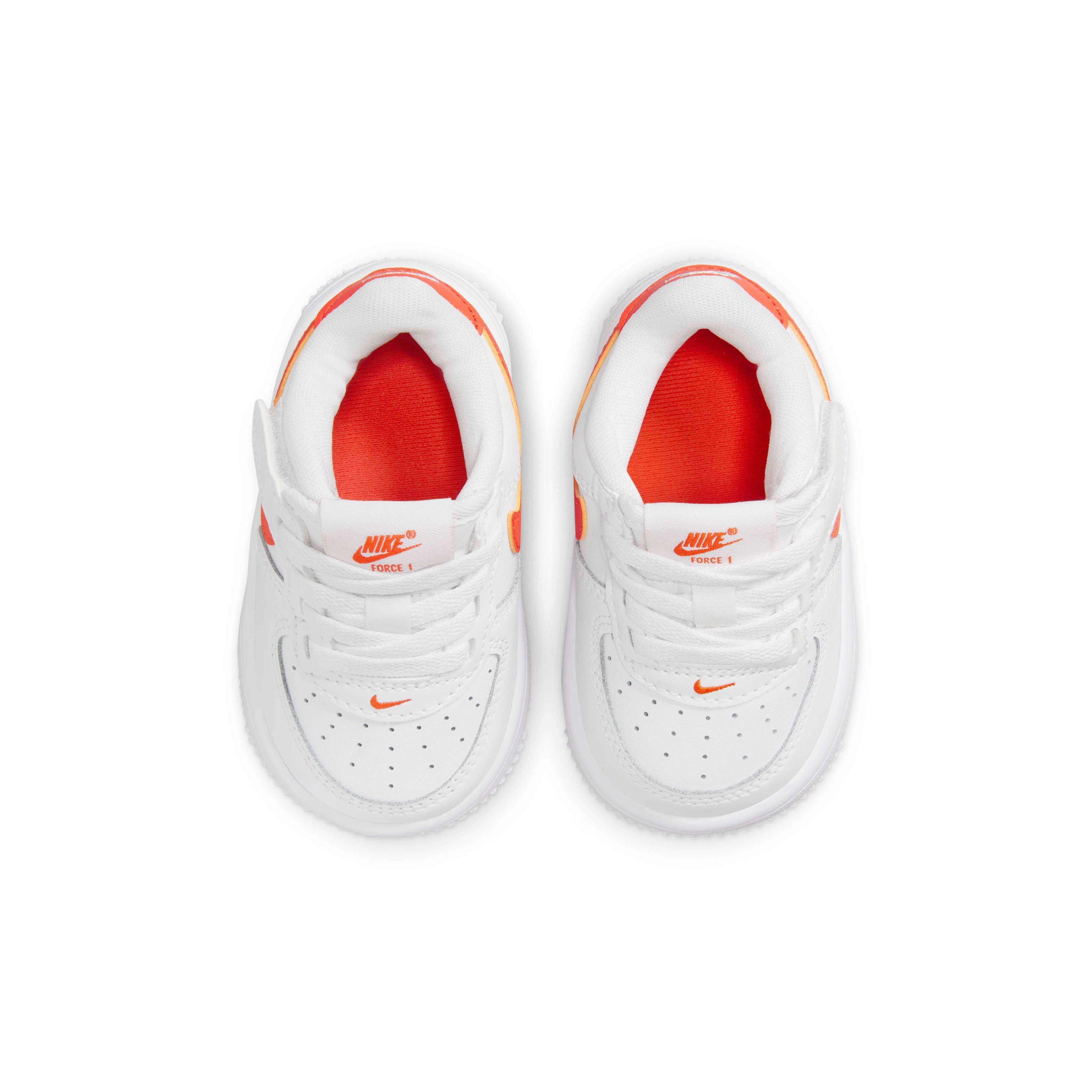 Nike Force 1 Low EasyOn Infant Boys' "White/White/Safety Orange" Shoe