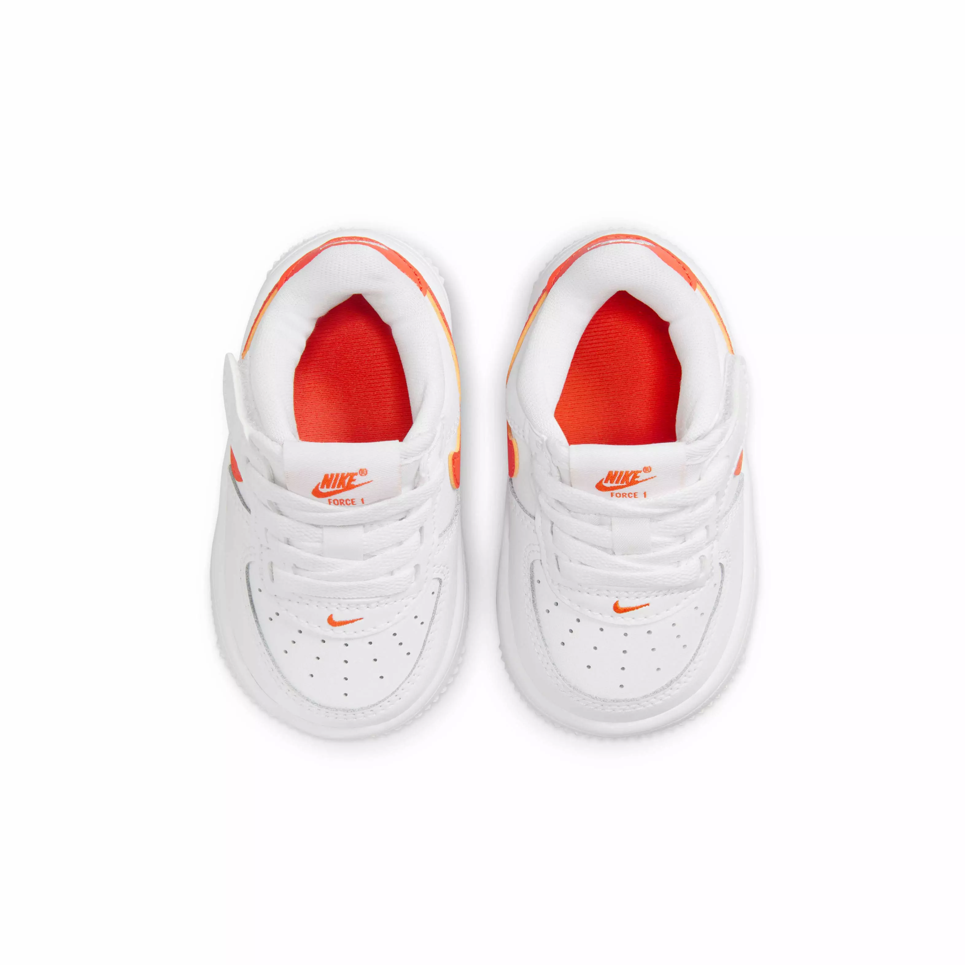 Nike Force 1 Low EasyOn "White/White/Safety Orange" Infant Boys' Shoe - WHITE/WHITE/ORANGE