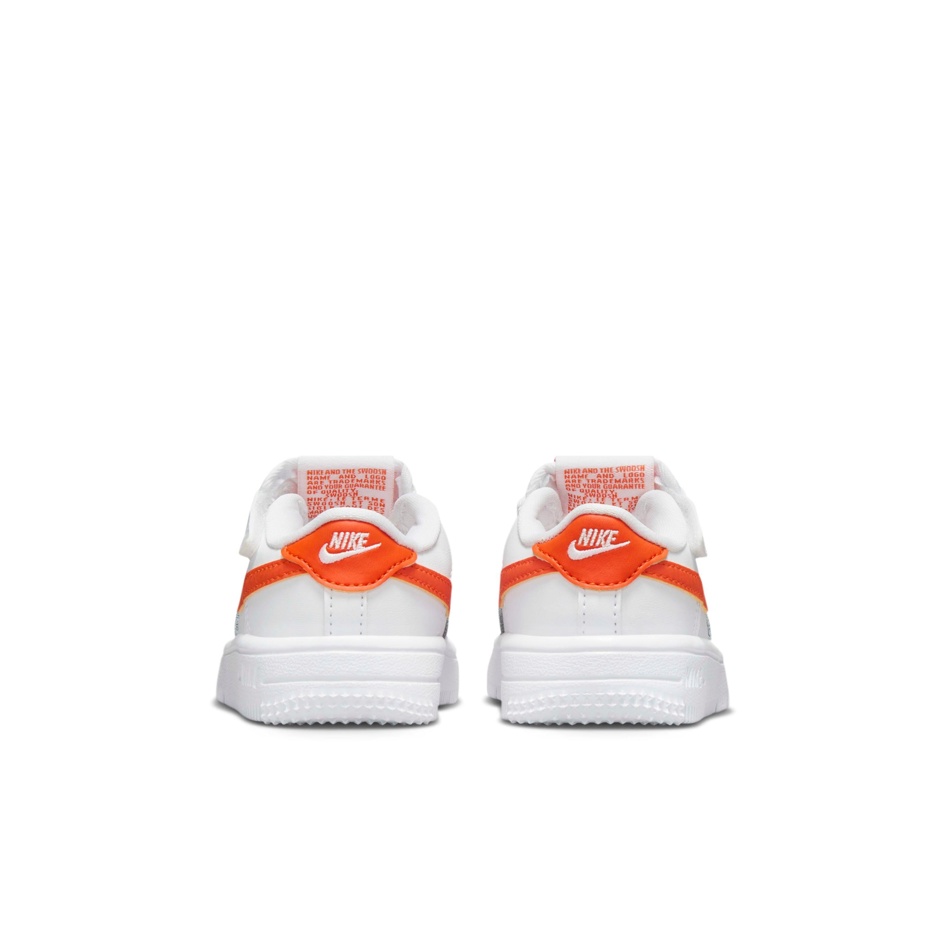 Nike Force 1 Low EasyOn Infant Boys' "White/White/Safety Orange" Shoe
