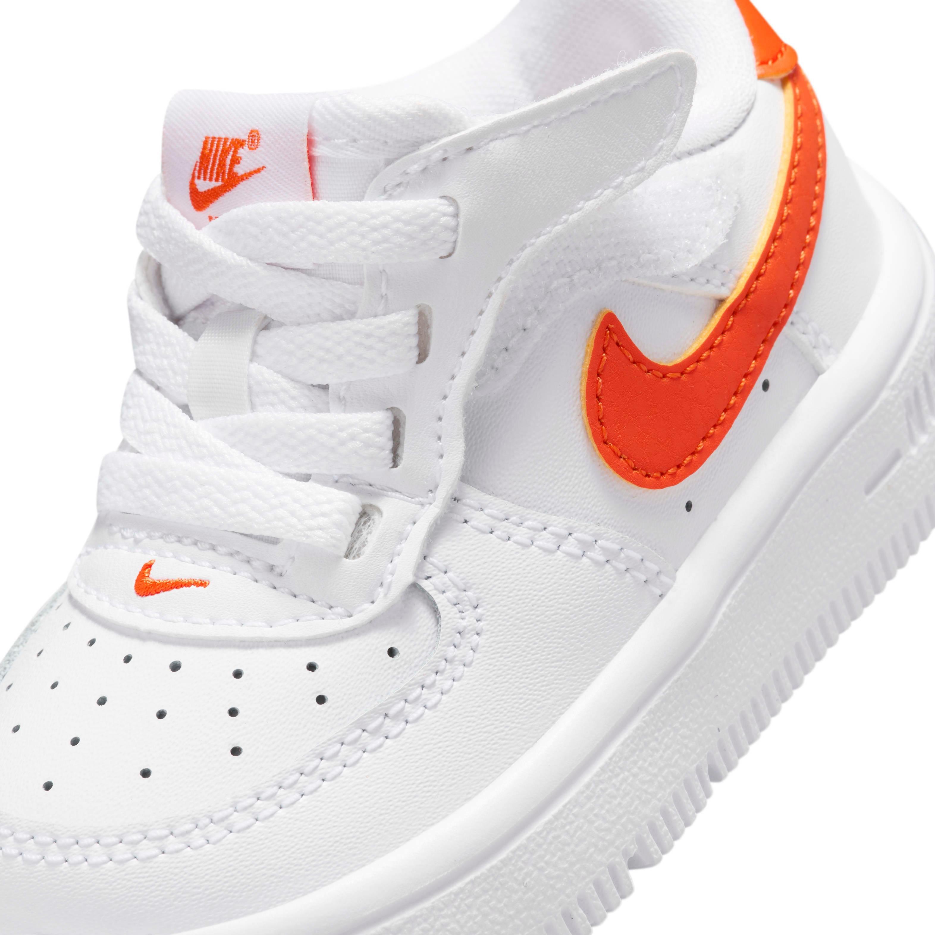 Nike Force 1 Low EasyOn Infant Boys' "White/White/Safety Orange" Shoe