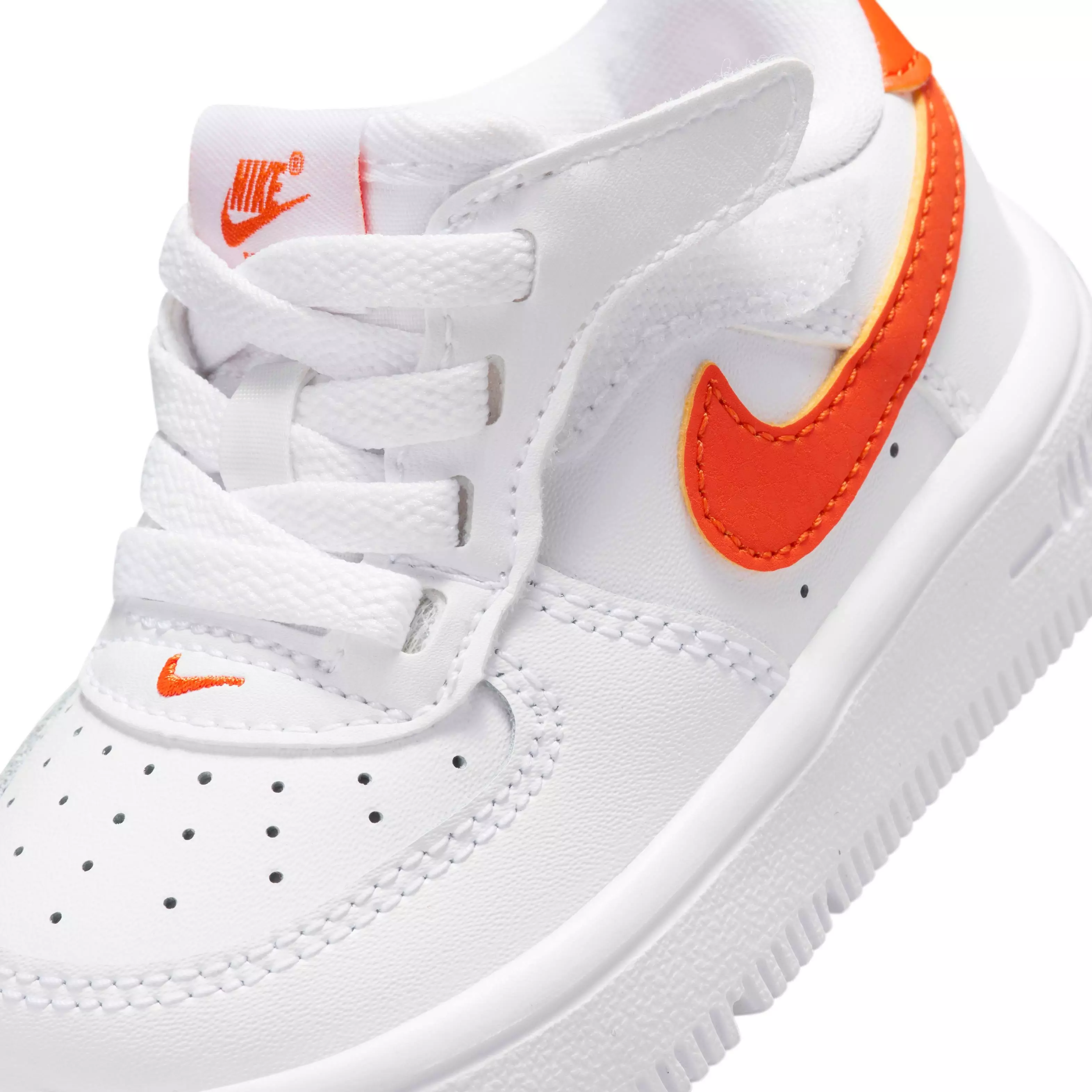 Nike Force 1 Low EasyOn "White/White/Safety Orange" Infant Boys' Shoe - WHITE/WHITE/ORANGE
