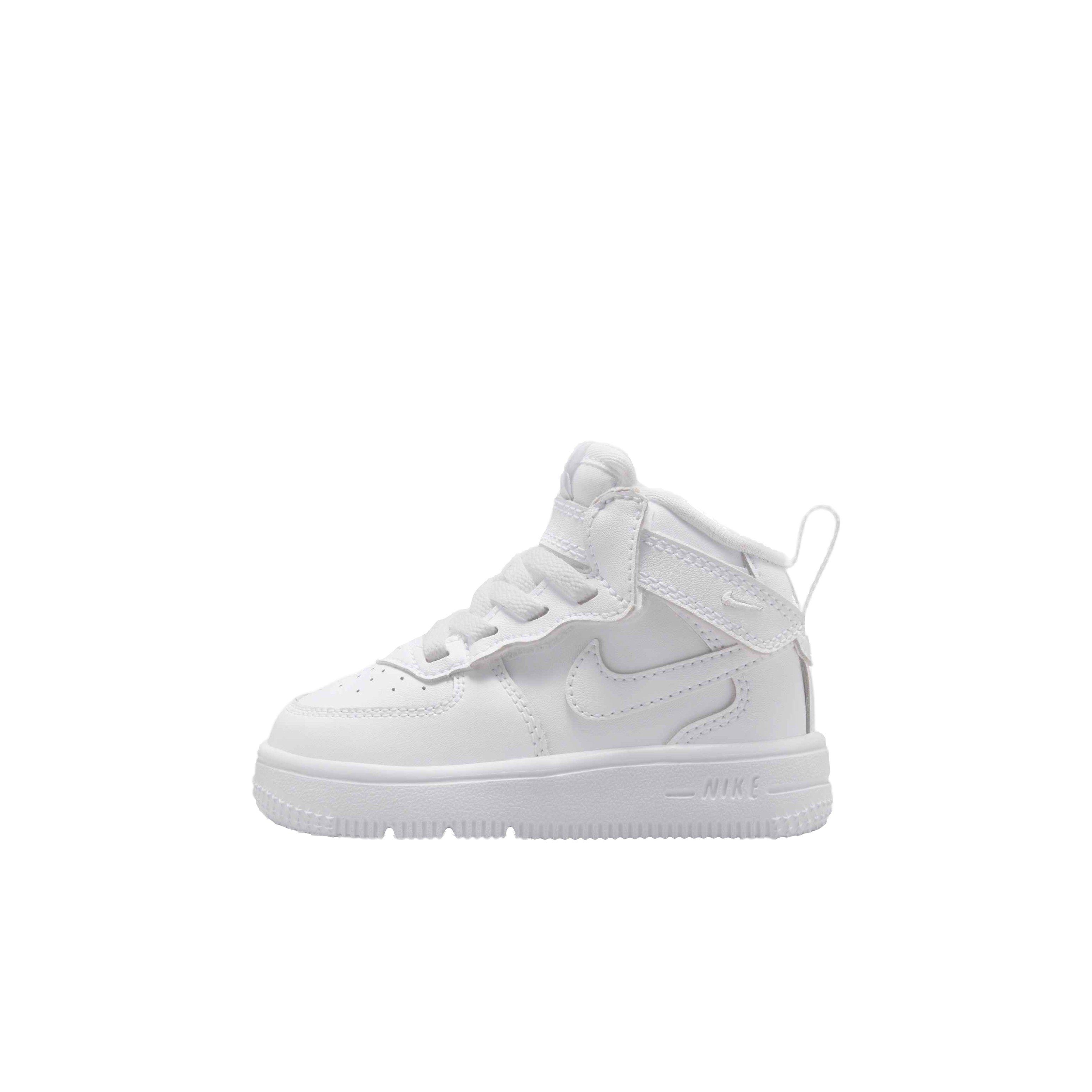 Nike Force 1 Mid EasyOn "White/White/White" Infant Boys' Shoe - WHITE/WHITE/WHITE Thumbnail View 2