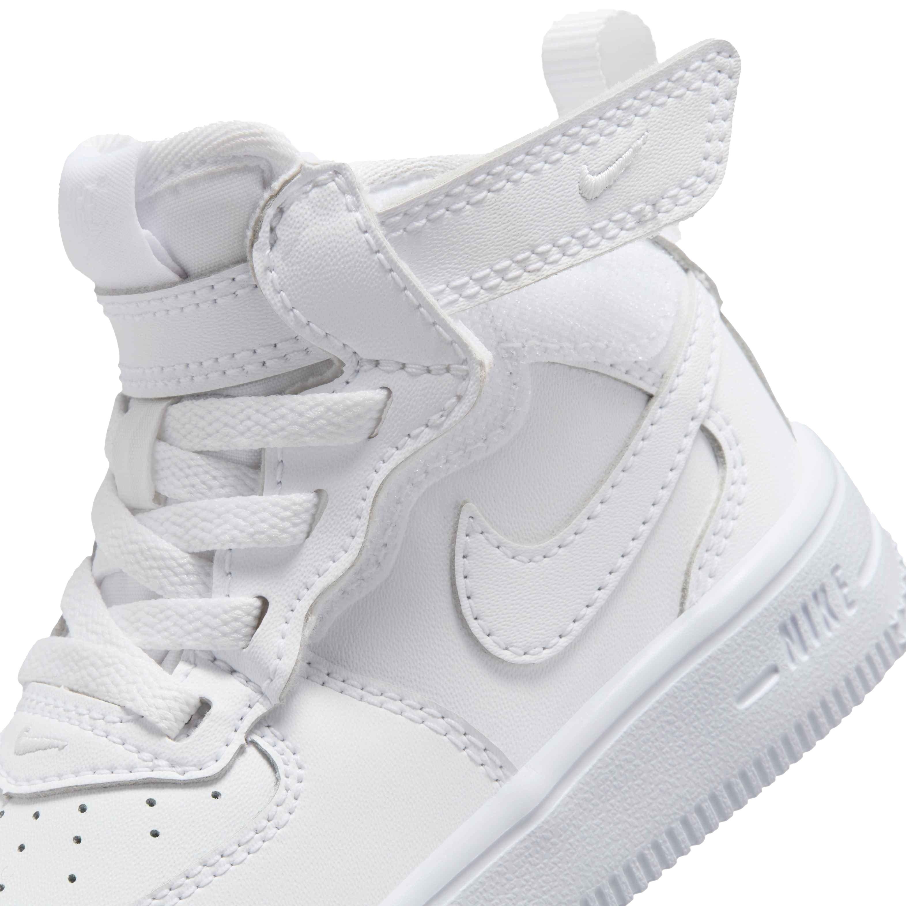 Nike Force 1 Mid EasyOn "White/White/White" Infant Boys' Shoe - WHITE/WHITE/WHITE Thumbnail View 8