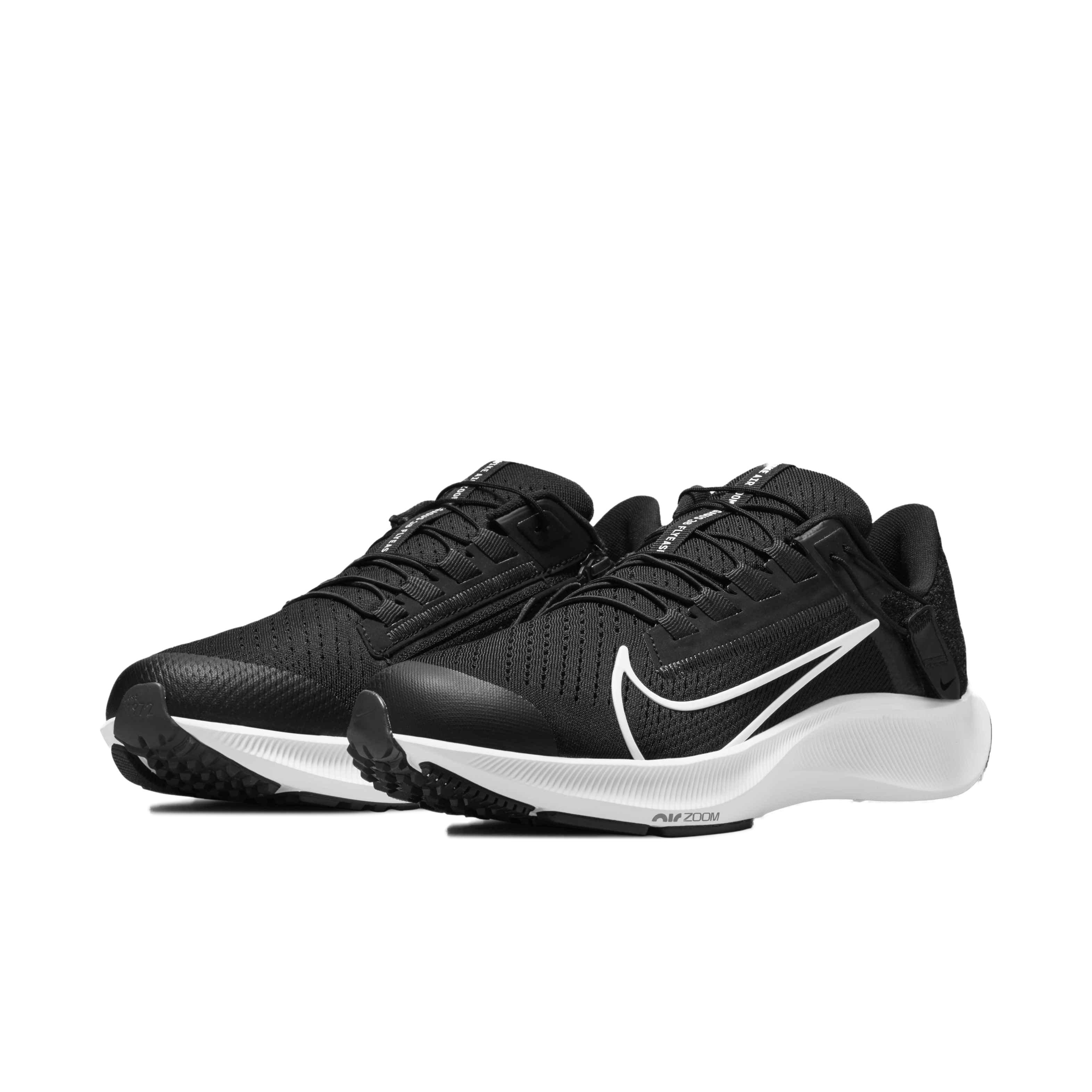 Nike Air Zoom Pegasus 38 FlyEase "Black/White/Anthracite" Women's Running Shoe - BLACK Thumbnail View 3