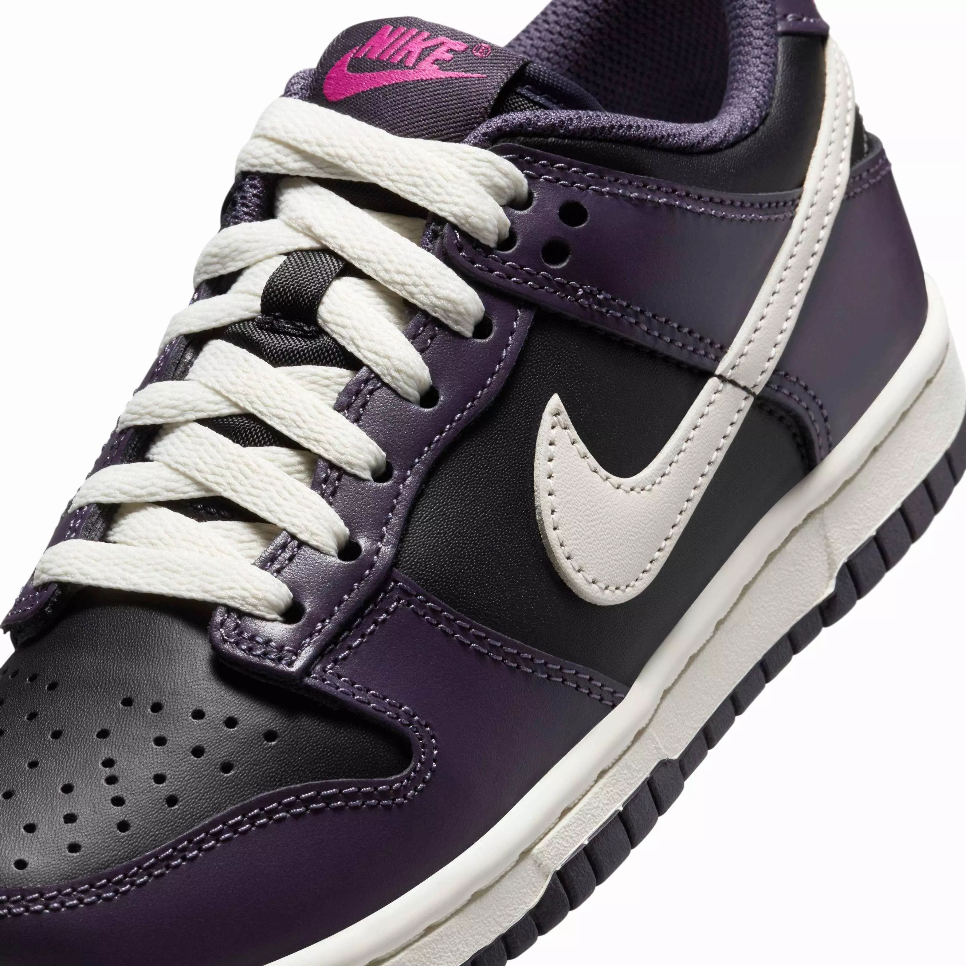 Nike Dunk Low "Black/Dark Raisin/Sail/Pale Ivory" Grade School Boys' Shoe - BLACK/DK RAISIN/SAIL/IVORY
