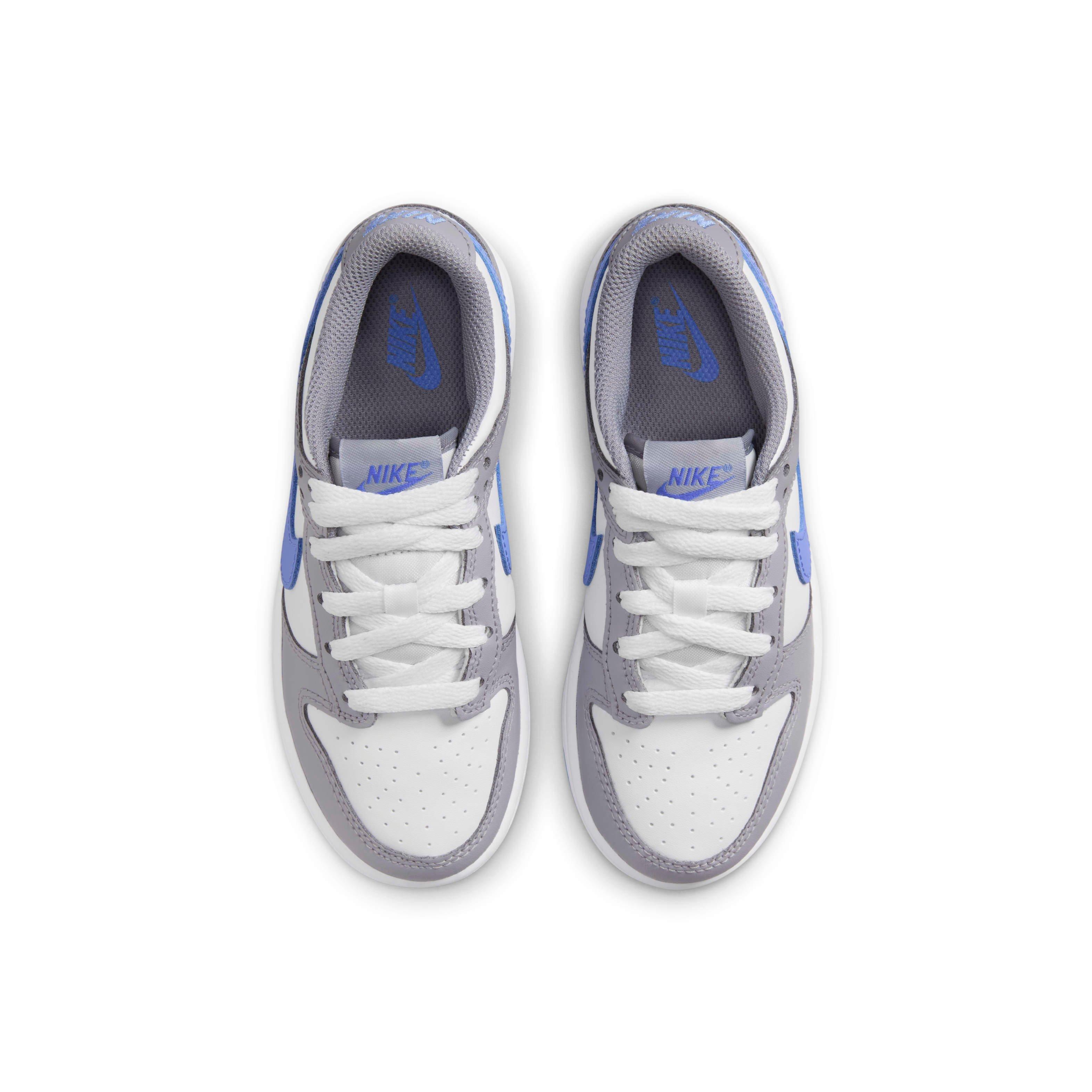 Nike Dunk Low "White/Cement Grey/Royal Pulse" Preschool Boys' Shoe - WHITE/GREY/ROYAL Thumbnail View 4