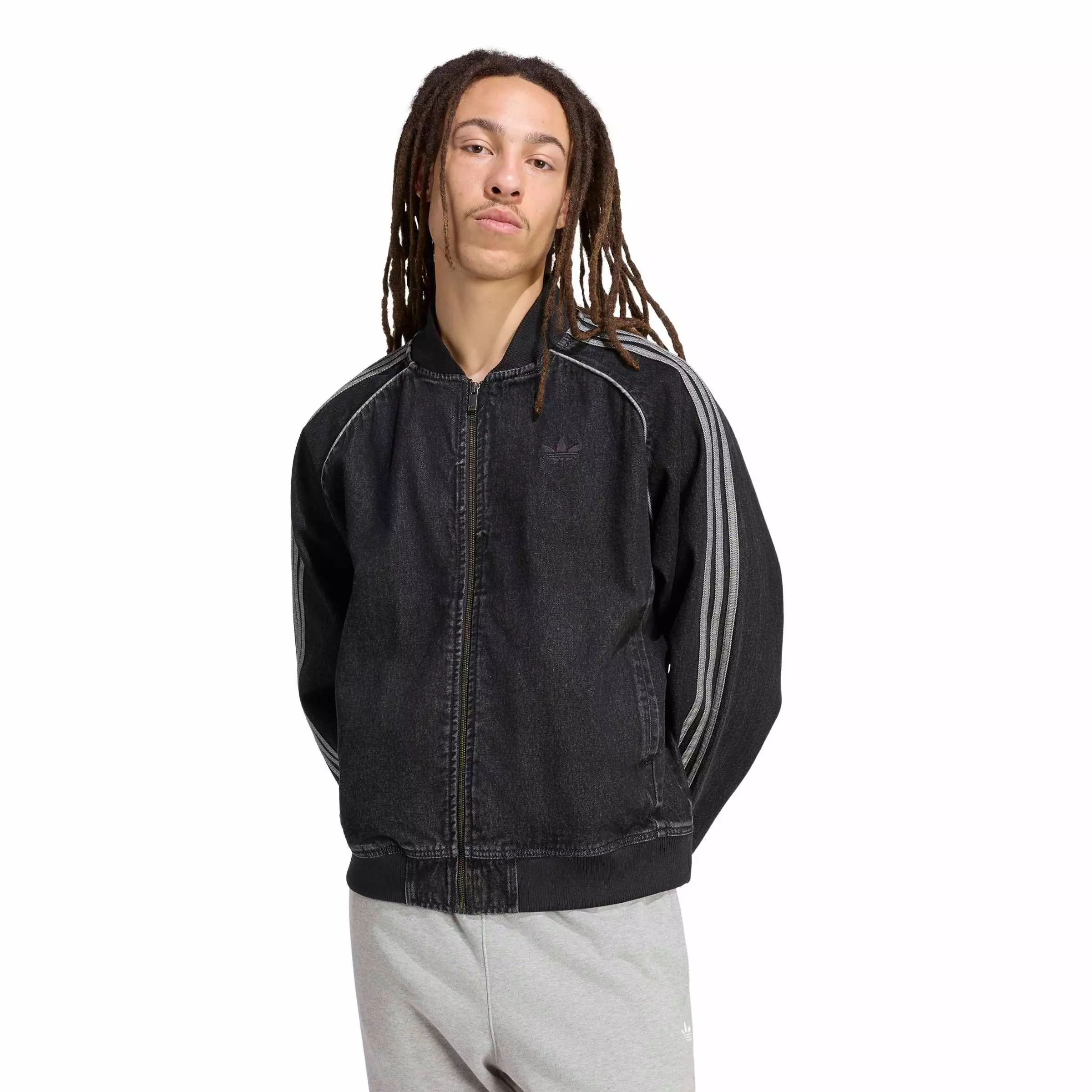 adidas Originals Men's Superstar Adicolor Denim Track Jean Jacket - Black - BLACK