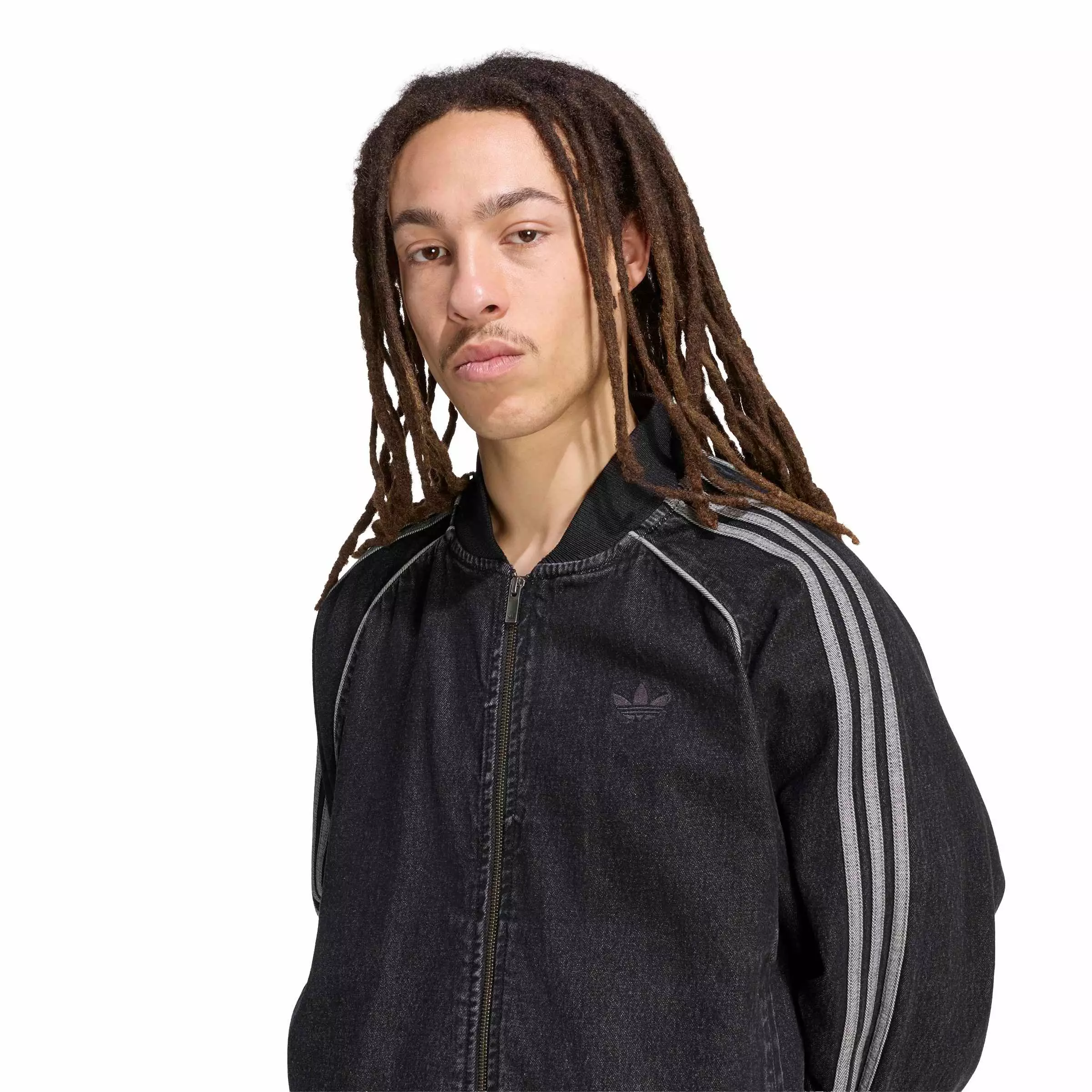 adidas Originals Men's Superstar Adicolor Denim Track Jean Jacket - Black - BLACK