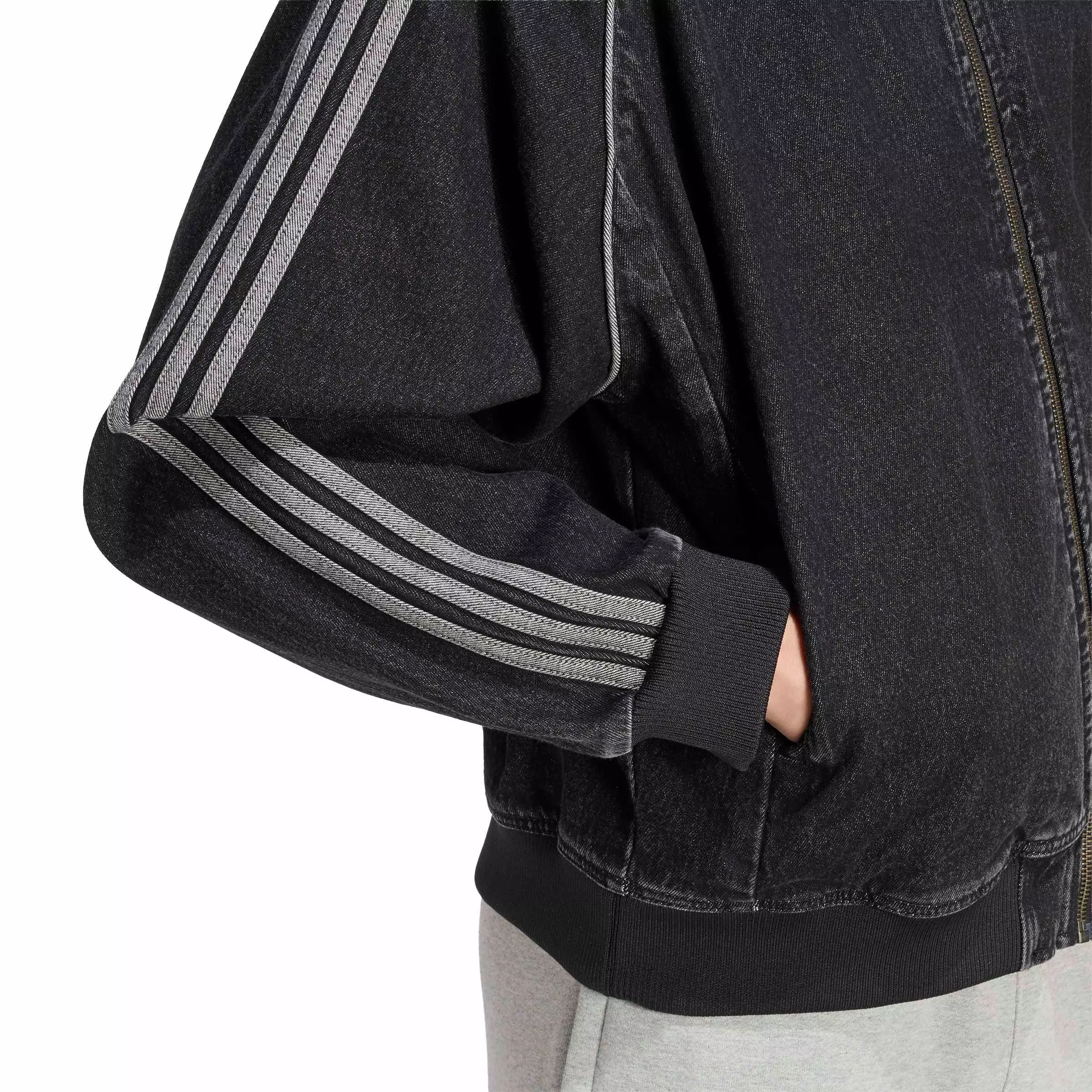 adidas Originals Men's Superstar Adicolor Denim Track Jean Jacket - Black - BLACK