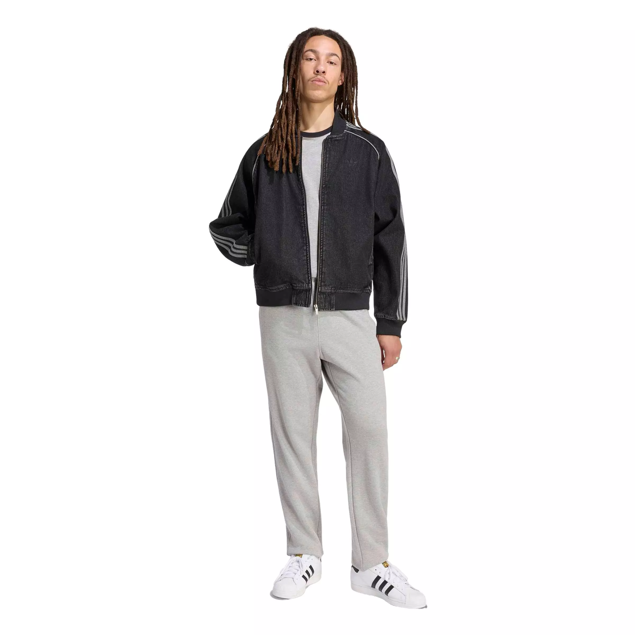 adidas Originals Men's Superstar Adicolor Denim Track Jean Jacket - Black - BLACK