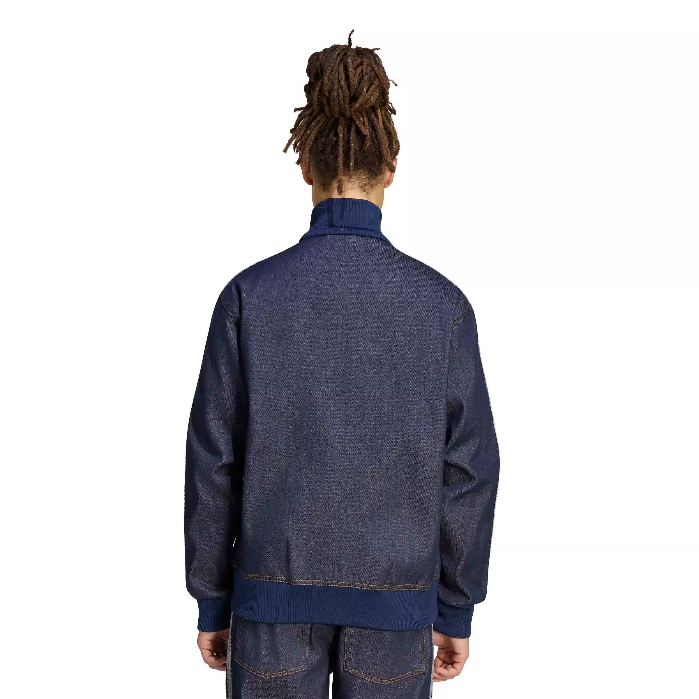 adidas Originals Men's Firebird Adicolor Raw Denim Track Jacket - Blue - BLUE