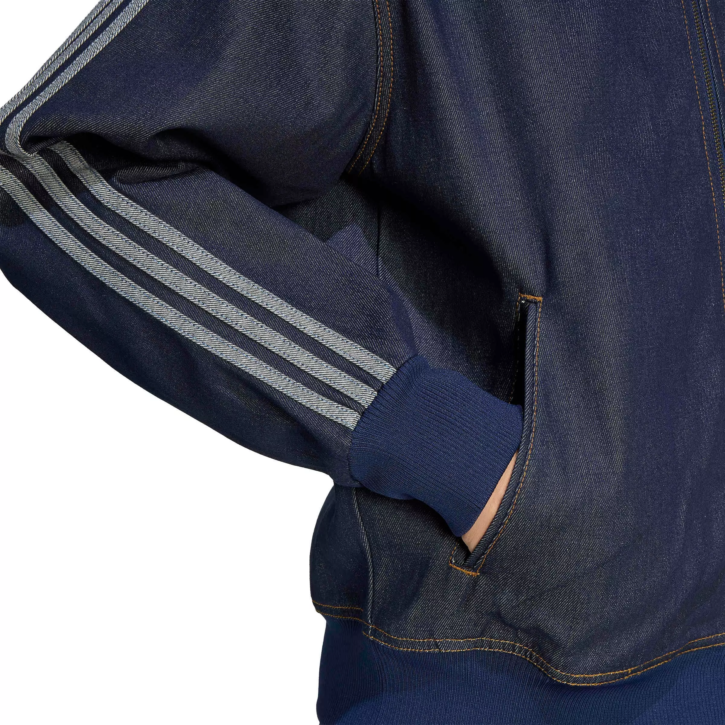 adidas Originals Men's Firebird Adicolor Raw Denim Track Jacket - Blue - BLUE