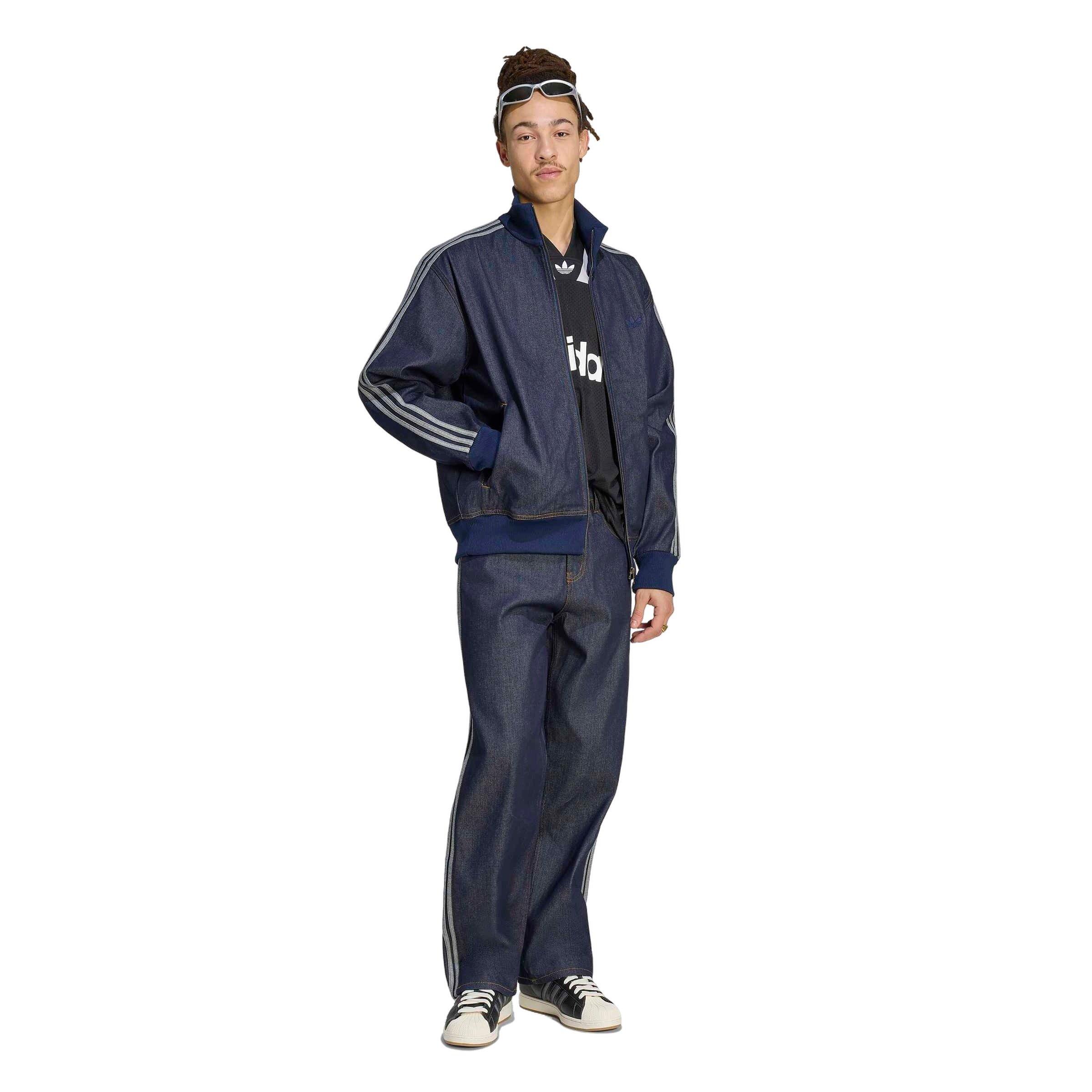 adidas Originals Men's Firebird Adicolor Raw Denim Track Jacket - Blue - BLUE Thumbnail View 5