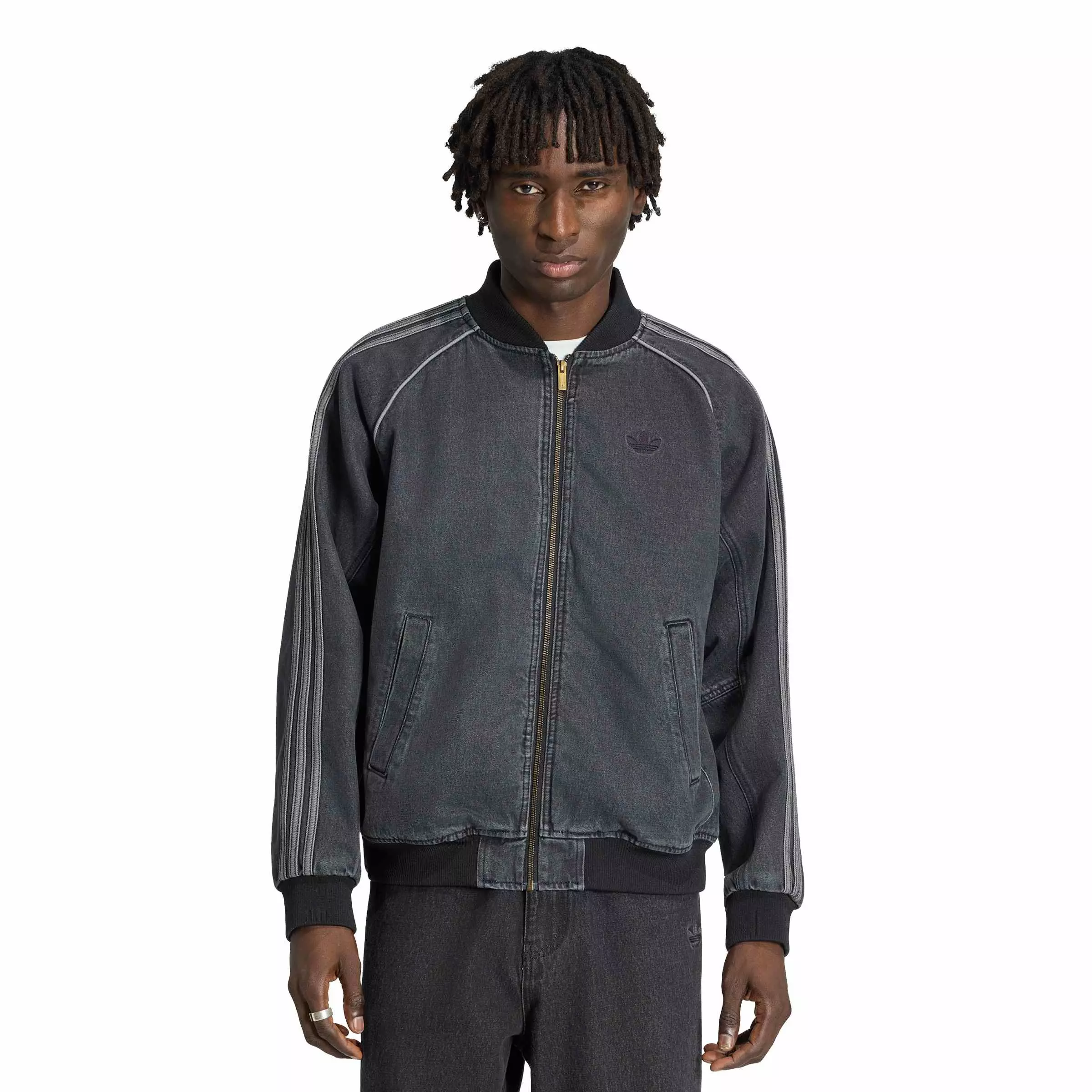 adidas Originals Men's Superstar Denim Track Top - Black - BLACK