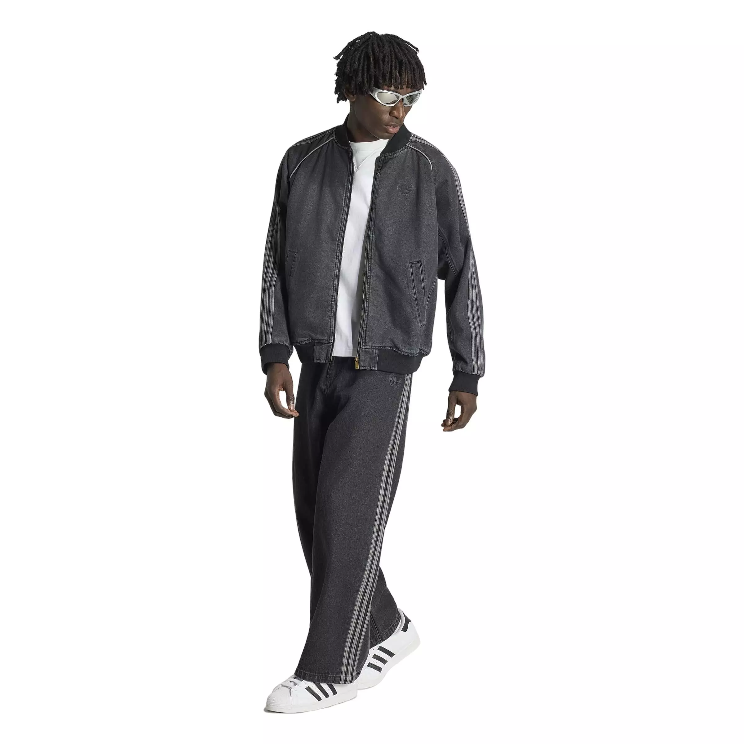 adidas Originals Men's Superstar Denim Track Top - Black - BLACK