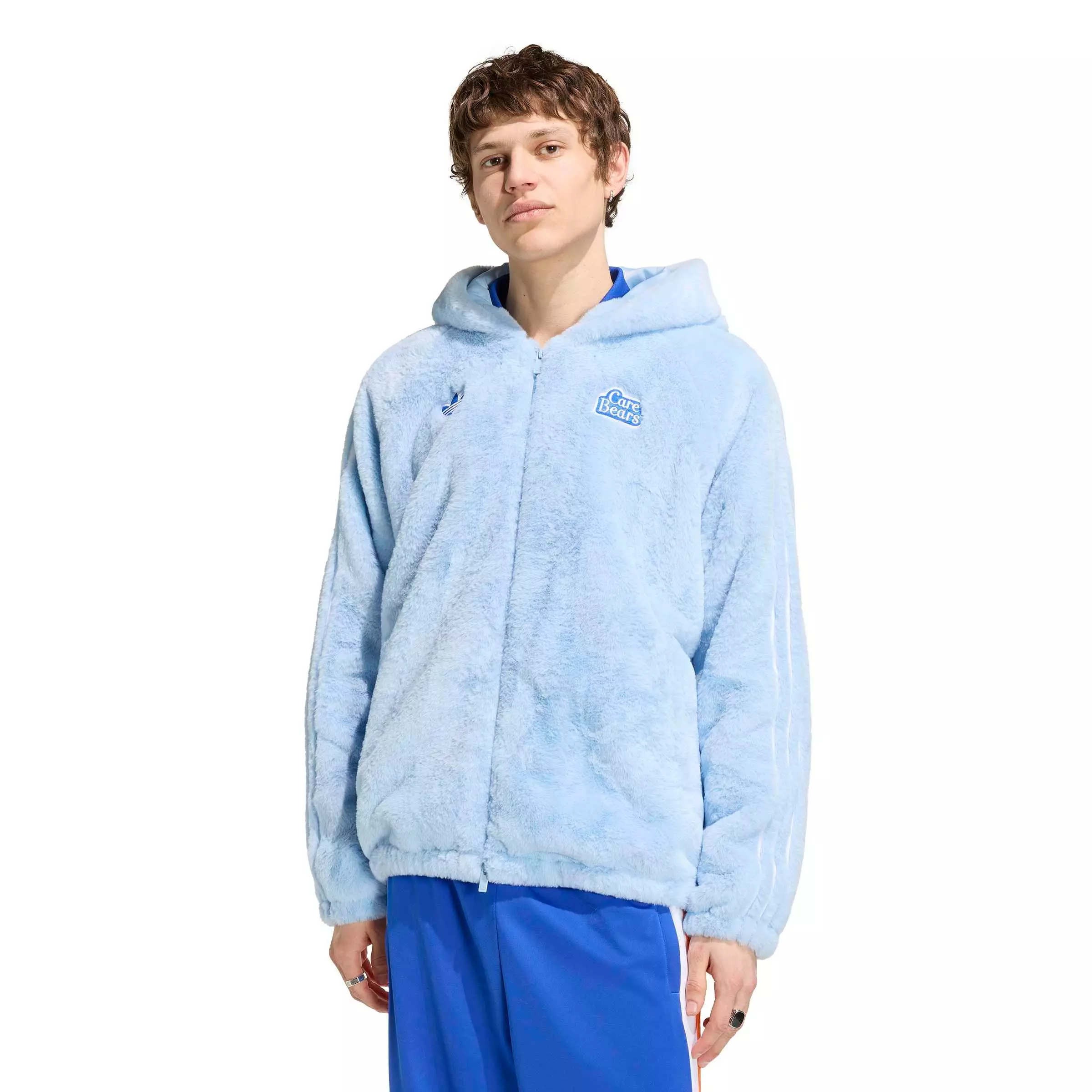adidas Originals Men's x Care Bears Fur Jacket - Sky Blue - SKY BLUE