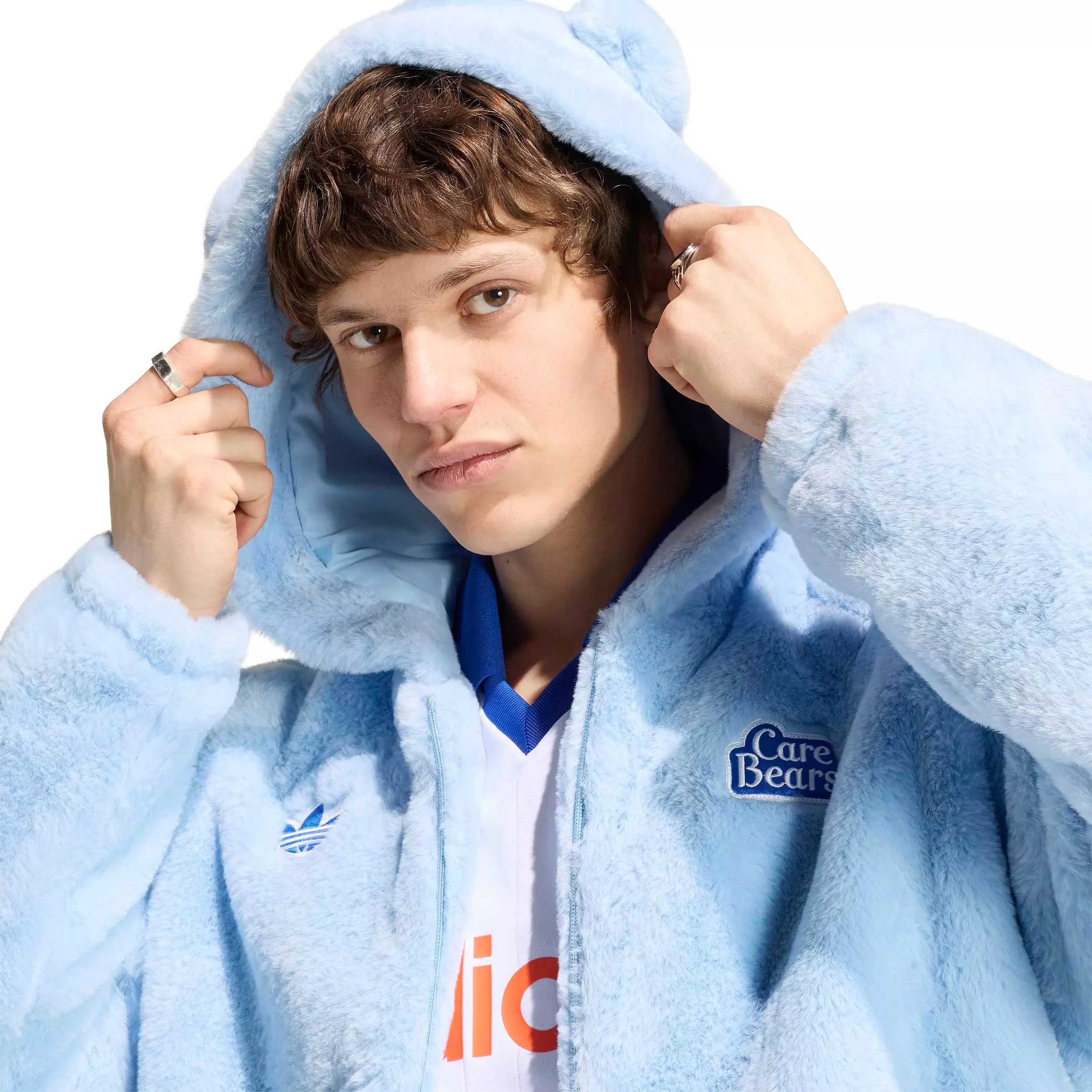 adidas Originals Men's x Care Bears Fur Jacket - Sky Blue - SKY BLUE